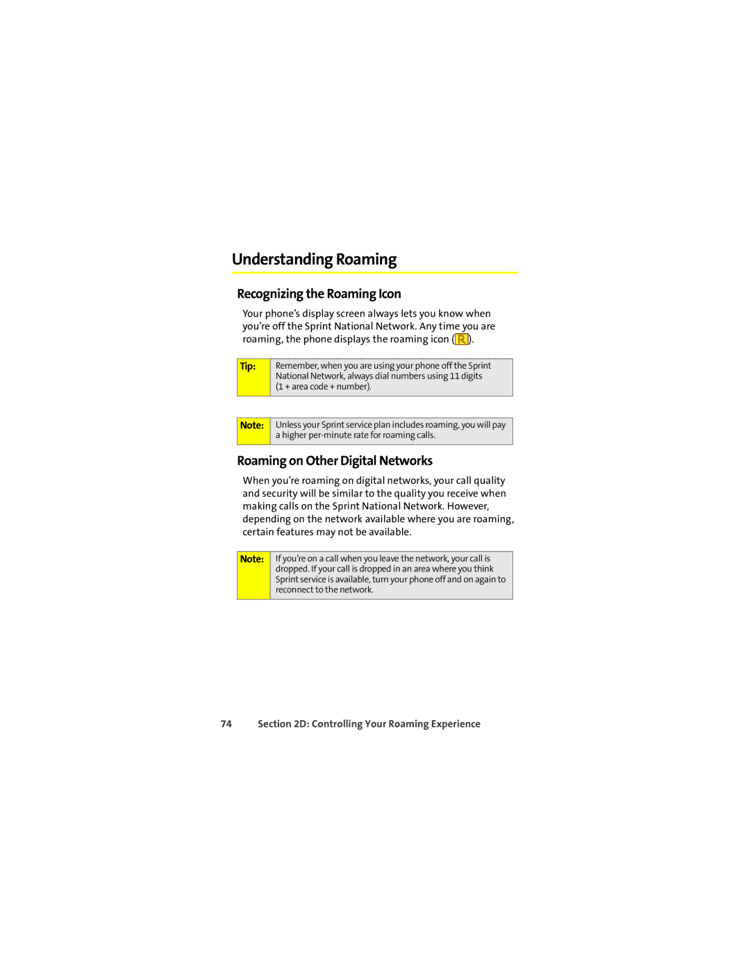 Motorola L7c manual Understanding Roaming, Recognizing the Roaming Icon, Roaming on Other Digital Networks 