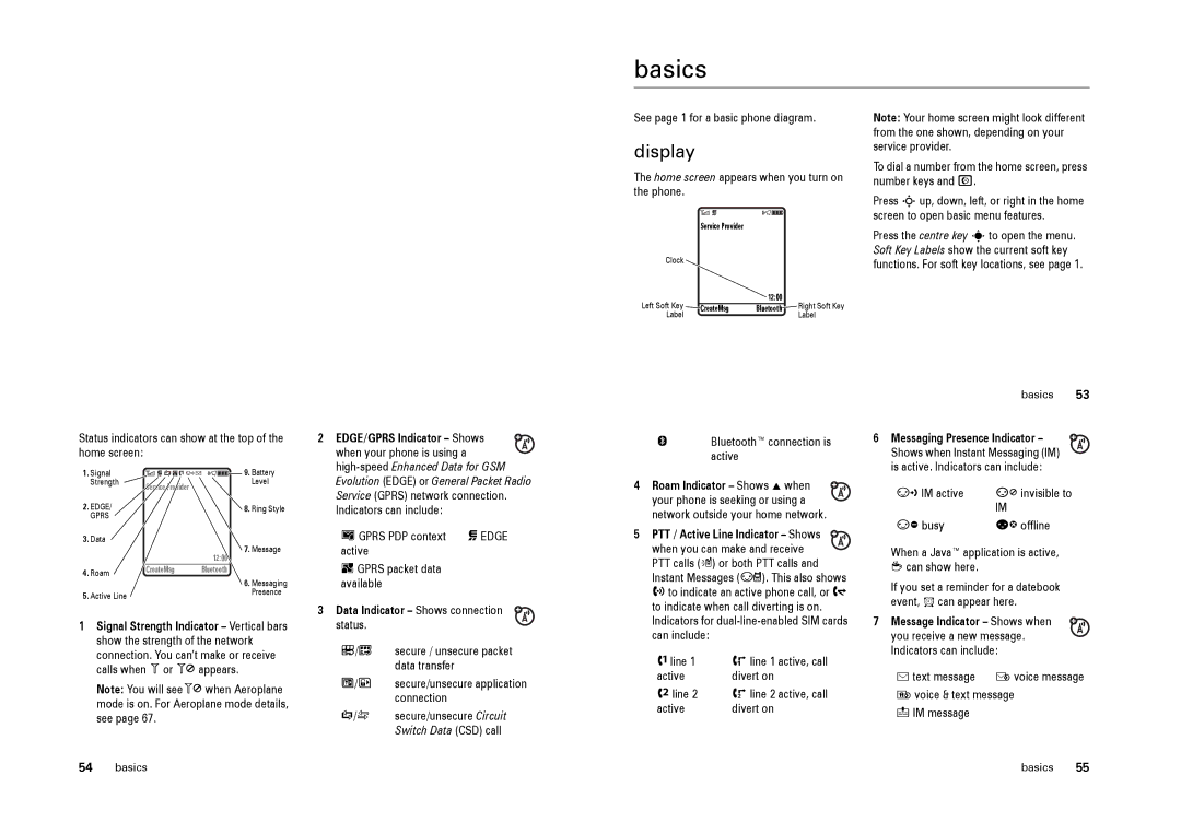 Motorola L9 specifications Basics, Display 