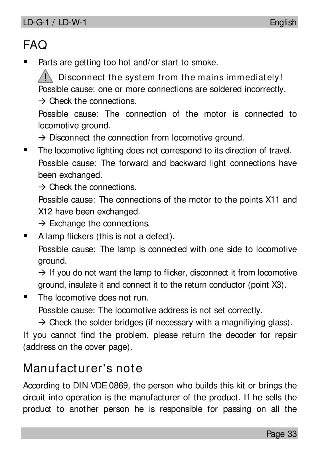 Motorola LD-W-1 manual Faq, Manufacturers note 