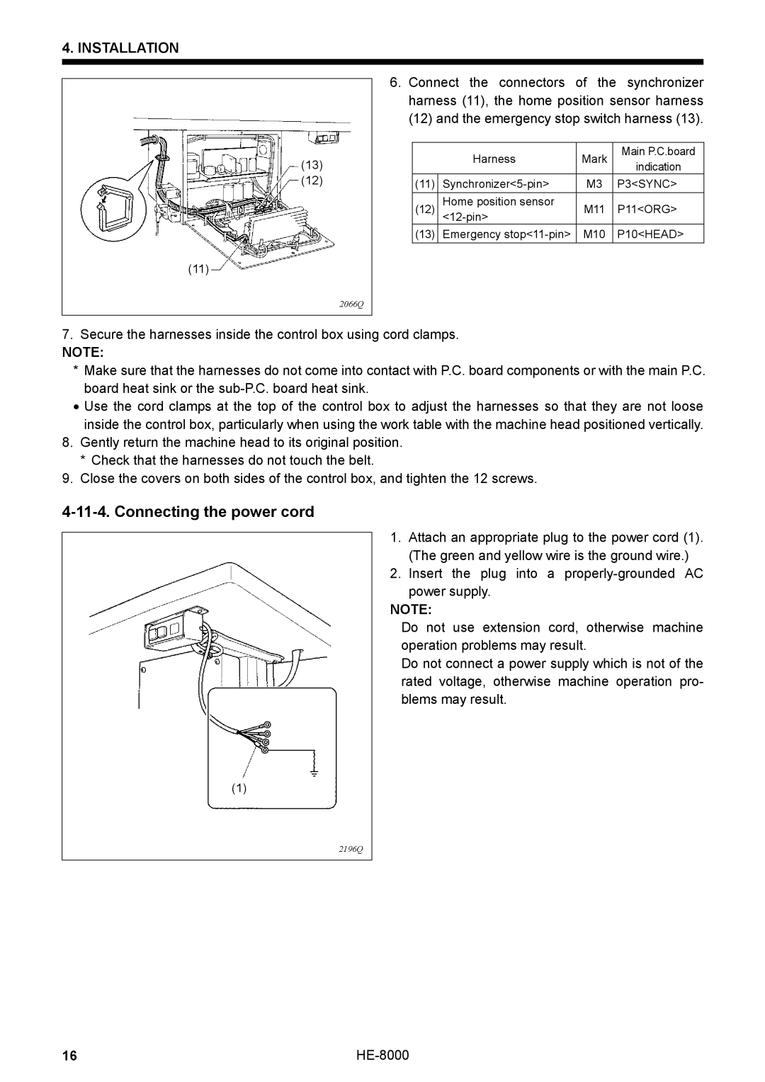 Motorola LH4-B800E, HE-8000 I instruction manual Connecting the power cord 