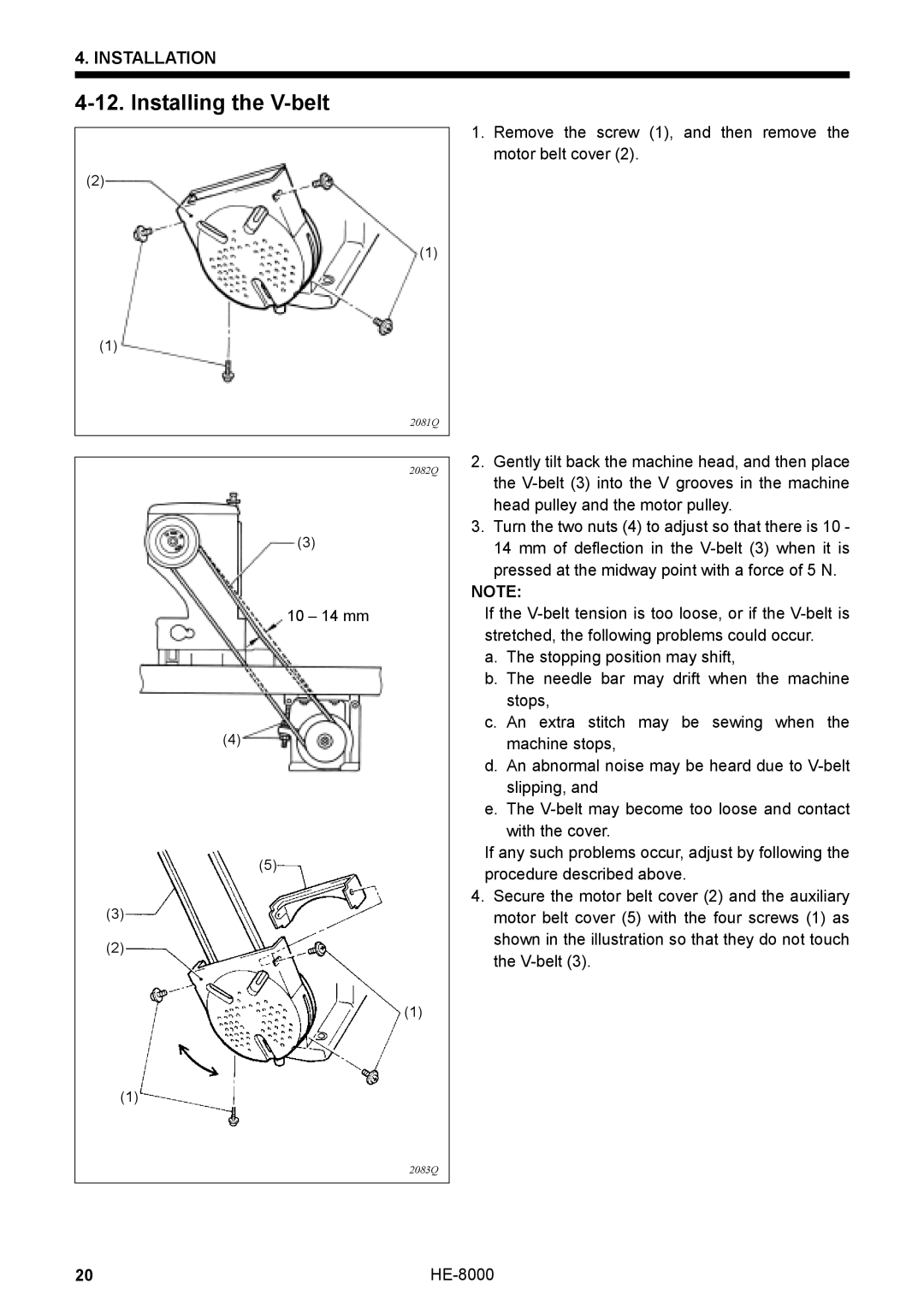 Motorola LH4-B800E, HE-8000 I instruction manual Installing the V-belt 