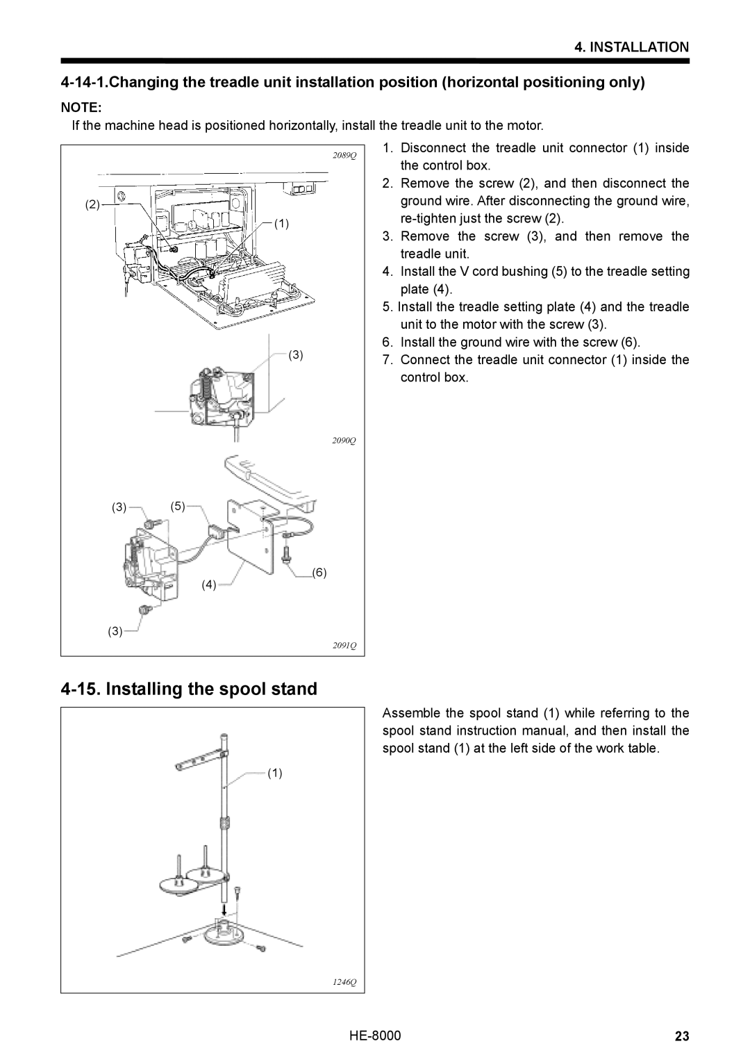 Motorola LH4-B800E, HE-8000 I instruction manual Installing the spool stand 