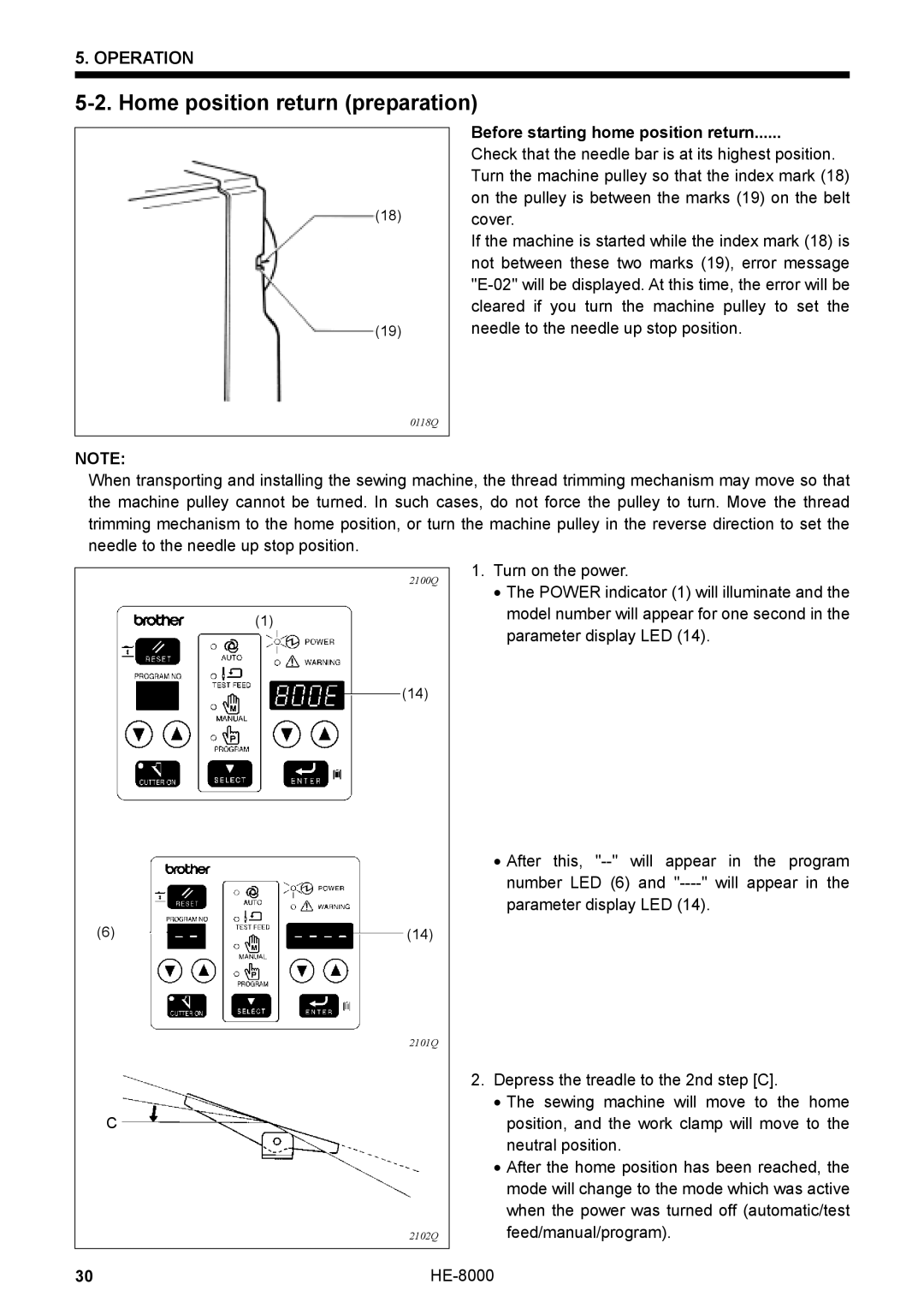 Motorola HE-8000 I, LH4-B800E instruction manual Home position return preparation, Before starting home position return 