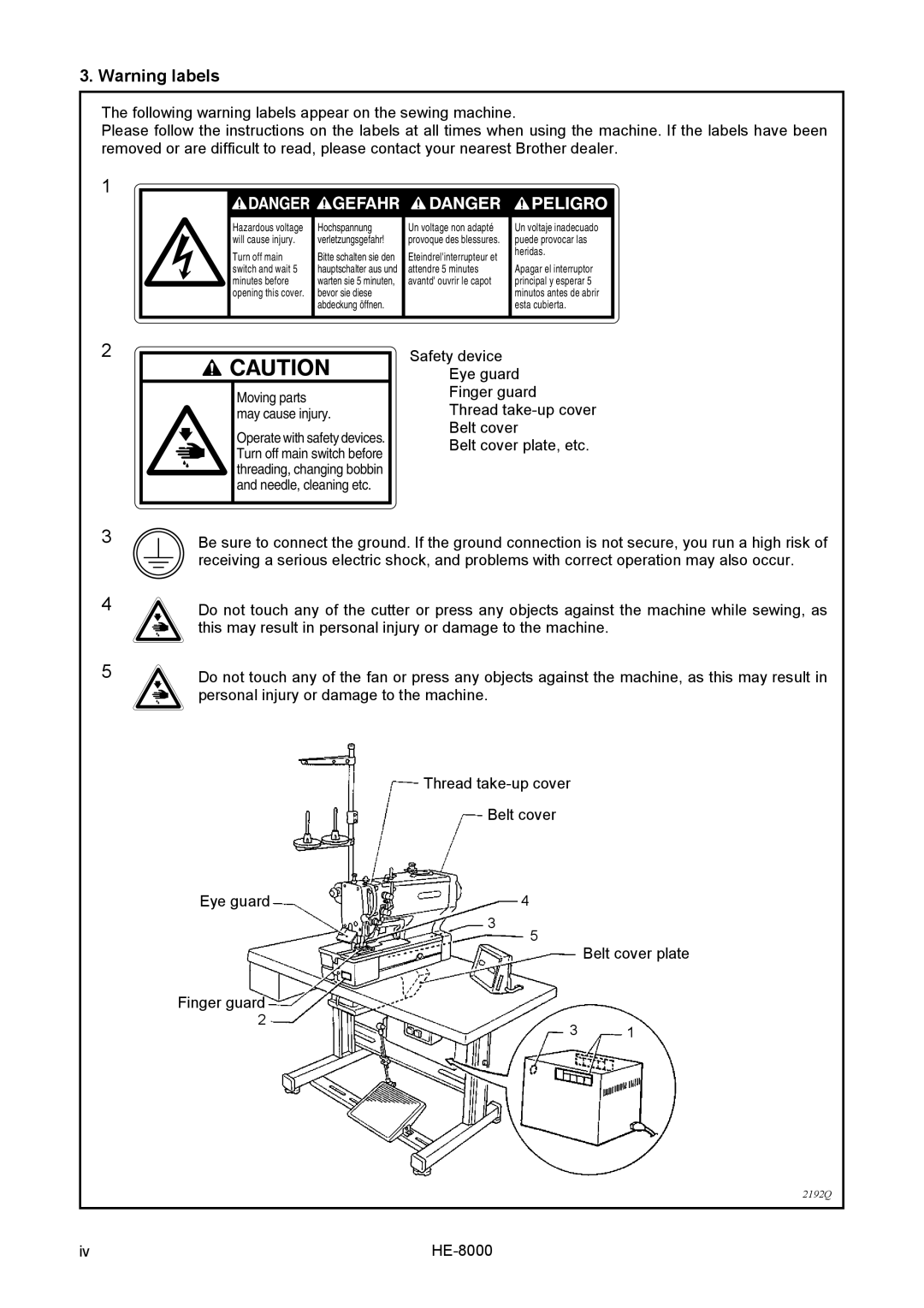 Motorola LH4-B800E, HE-8000 I instruction manual Moving parts may cause injury 