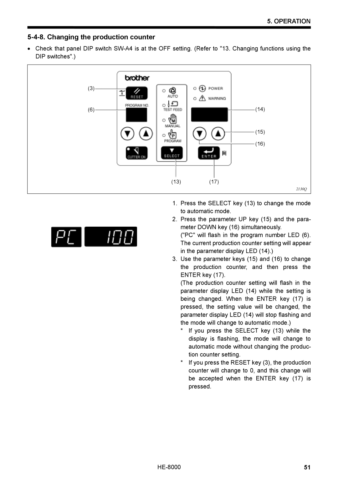 Motorola HE-8000 I, LH4-B800E instruction manual Changing the production counter 