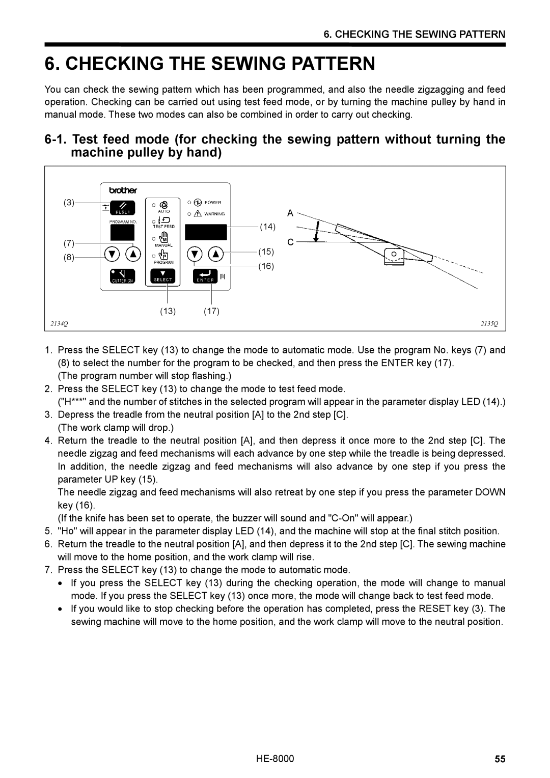 Motorola LH4-B800E, HE-8000 I instruction manual Checking the Sewing Pattern 