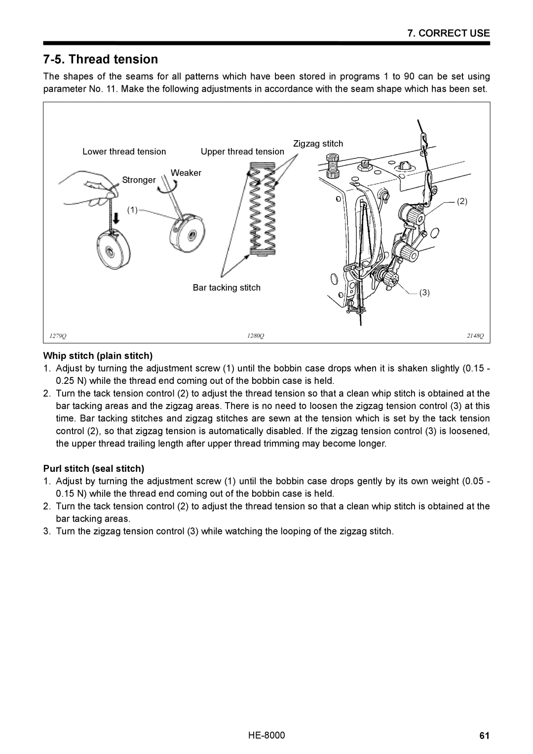 Motorola LH4-B800E, HE-8000 I instruction manual Thread tension 