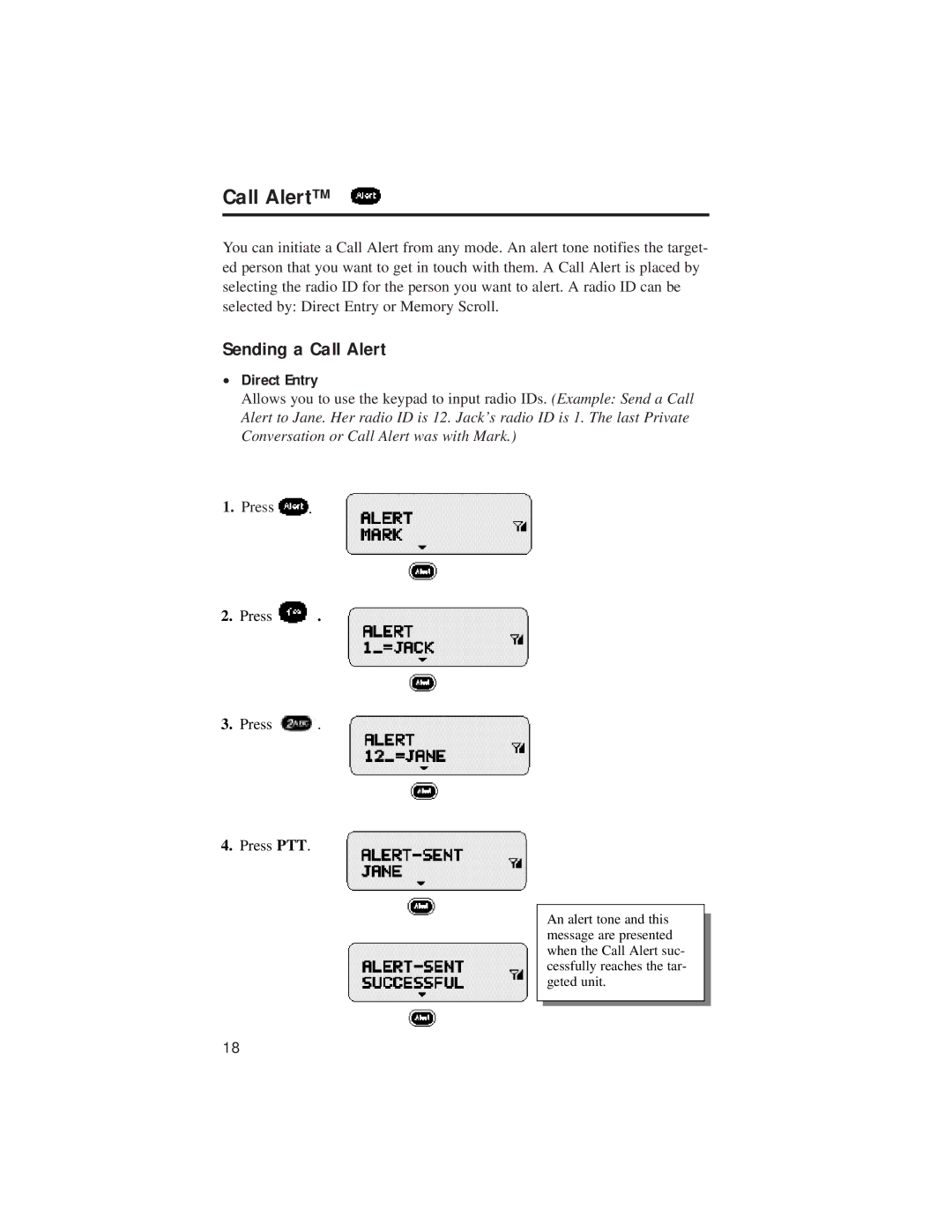 Motorola LM 3000E manual Sending a Call Alert 