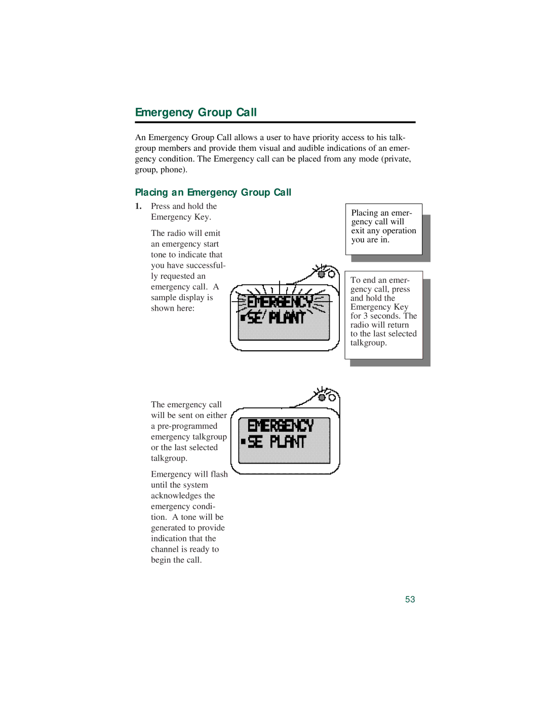 Motorola LM 3000E manual Placing an Emergency Group Call 