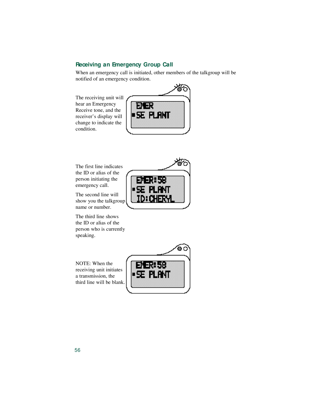 Motorola LM 3000E manual Receiving an Emergency Group Call 