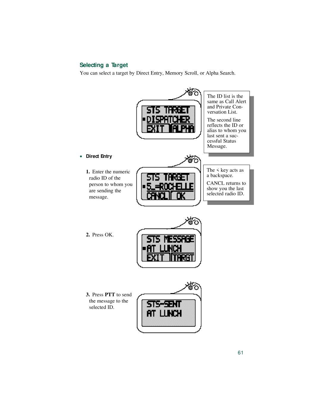 Motorola LM 3000E manual Selecting a Target 