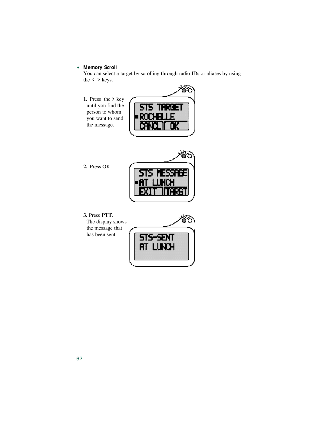 Motorola LM 3000E manual Memory Scroll 