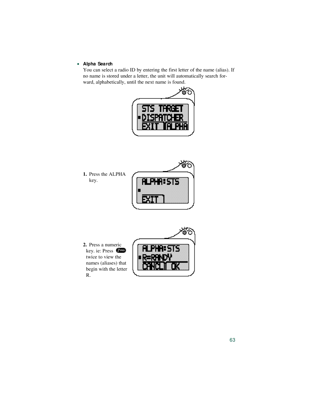 Motorola LM 3000E manual Alpha Search 