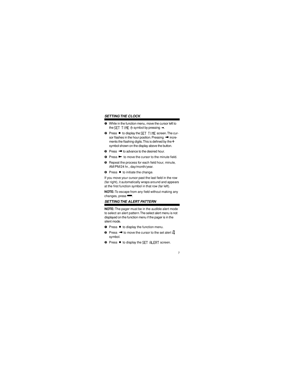 Motorola LX2 manual Setting the Clock, Setting the Alert Pattern 