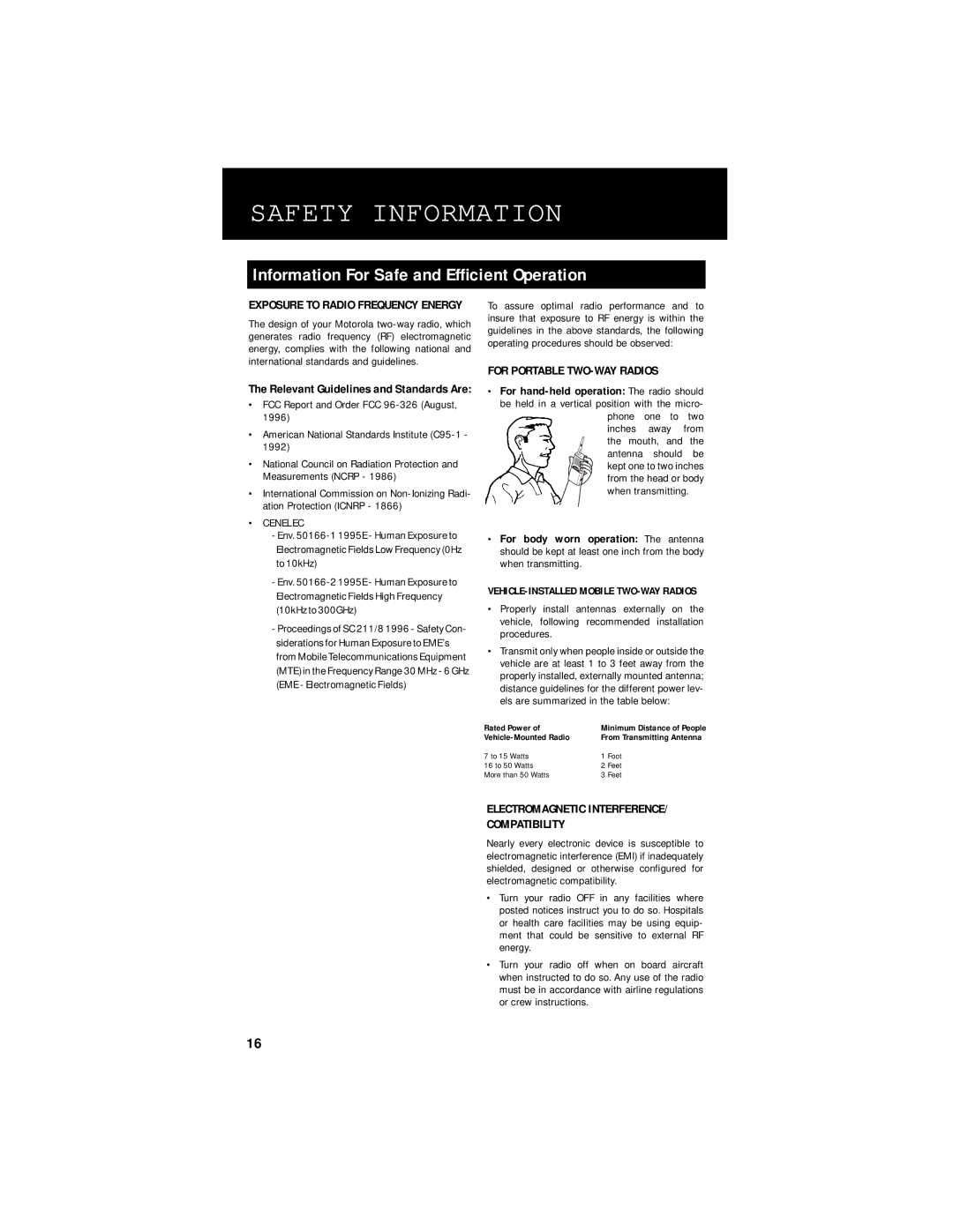 Motorola M-Series owner manual Safety Information, Information For Safe and Efﬁcient Operation 