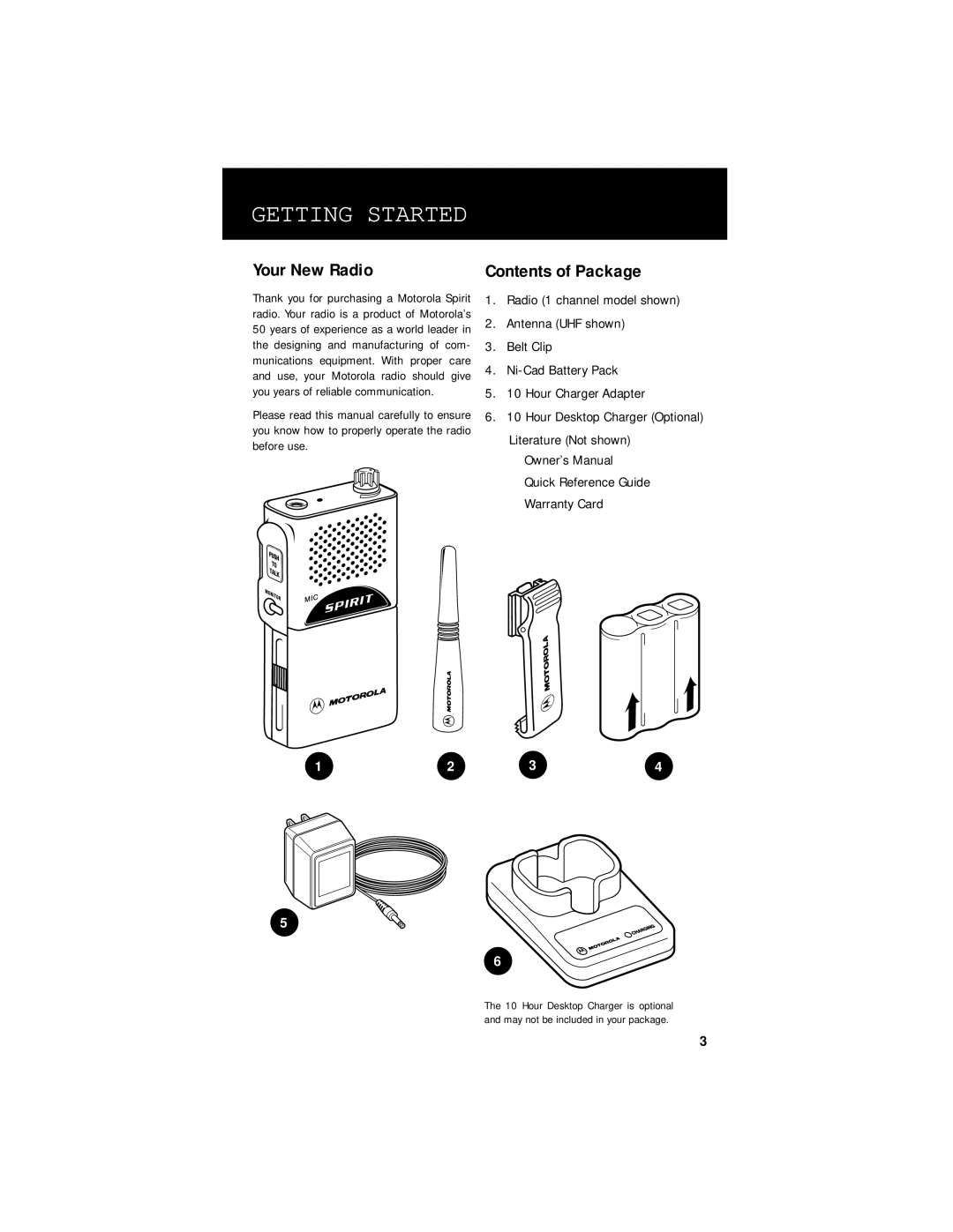 Motorola M-Series owner manual Your New Radio, Contents of Package 