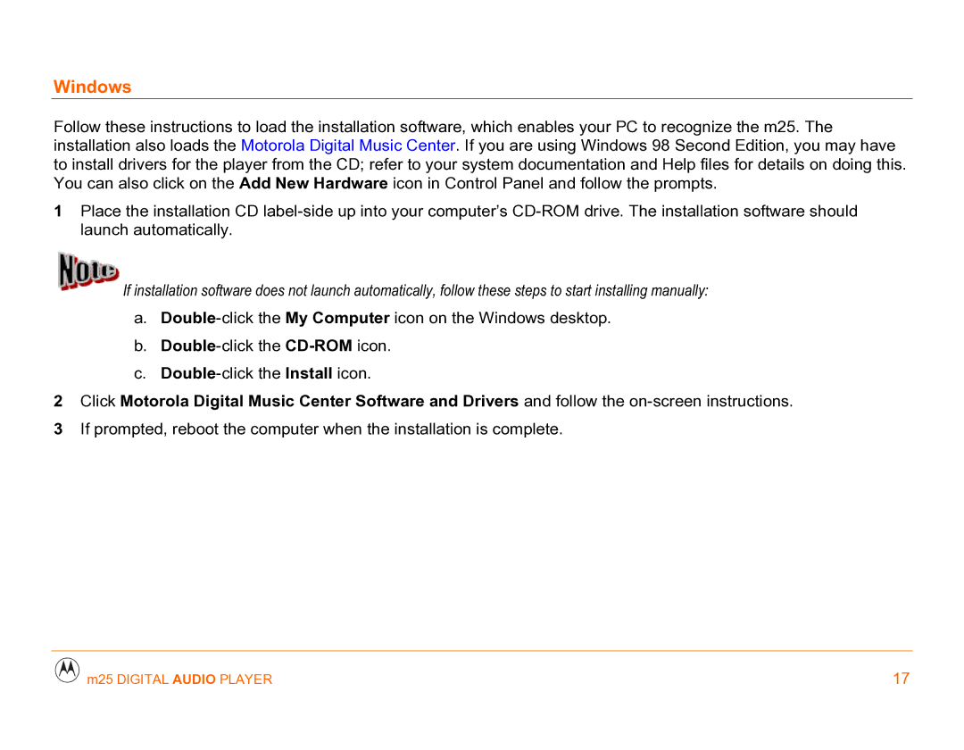 Motorola m25 manual Windows 