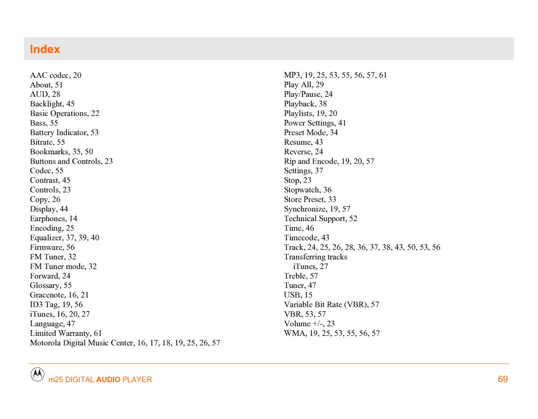 Motorola m25 manual Index 