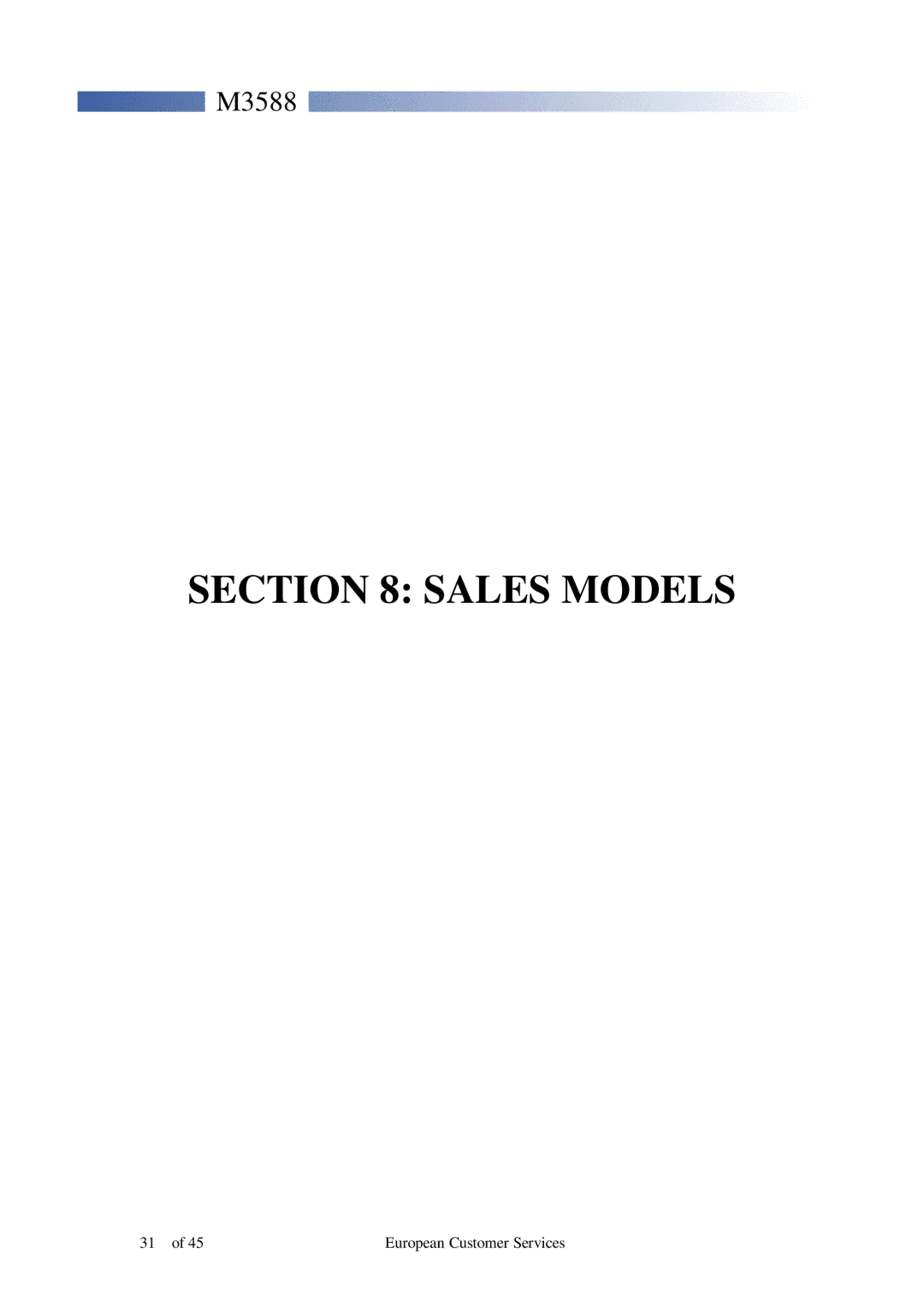 Motorola M3588 service manual Sales Models 