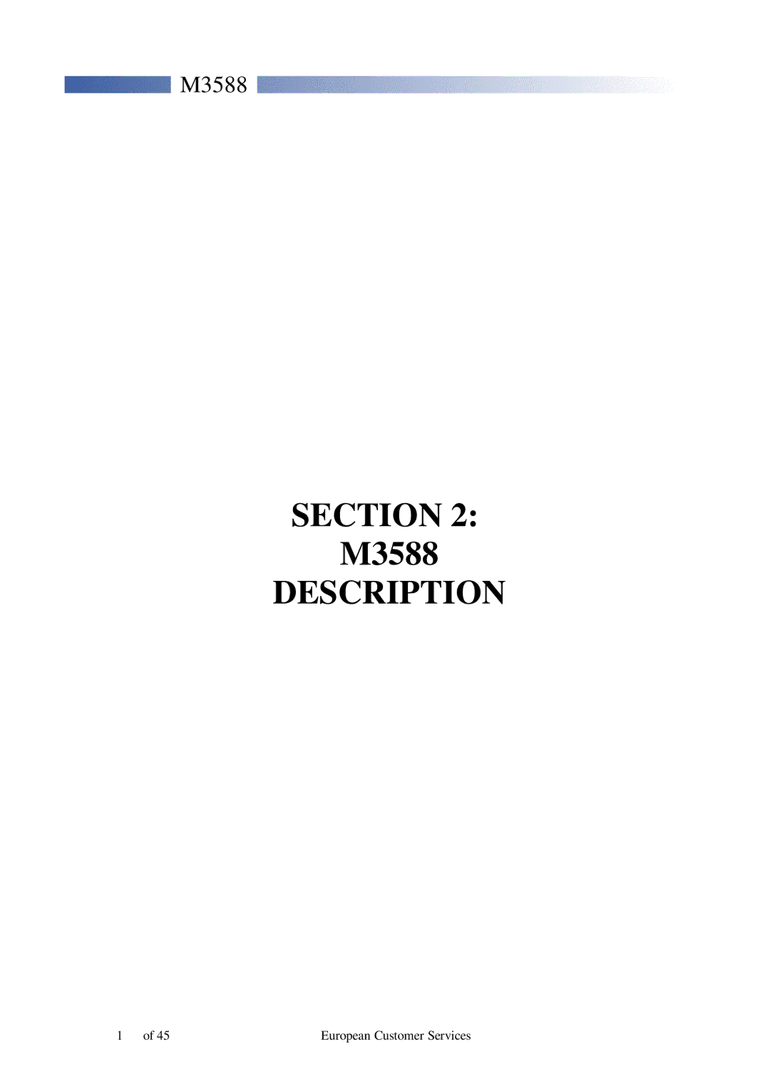 Motorola M3588 service manual Section, Description 