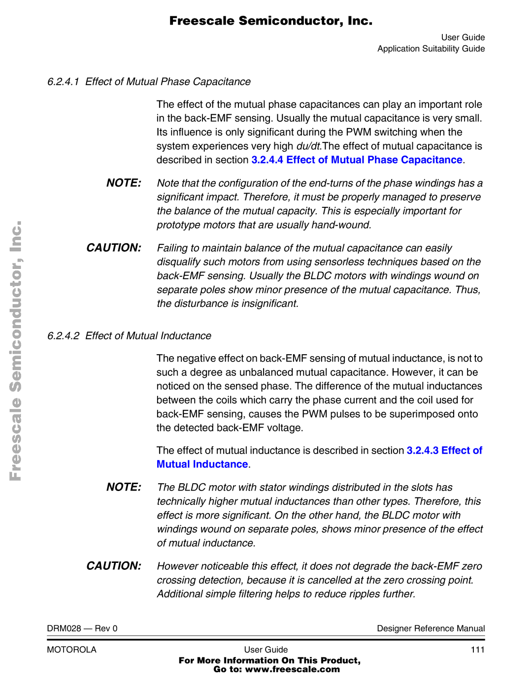 Motorola M68HC08 manual Effect of Mutual Phase Capacitance, Mutual Inductance 