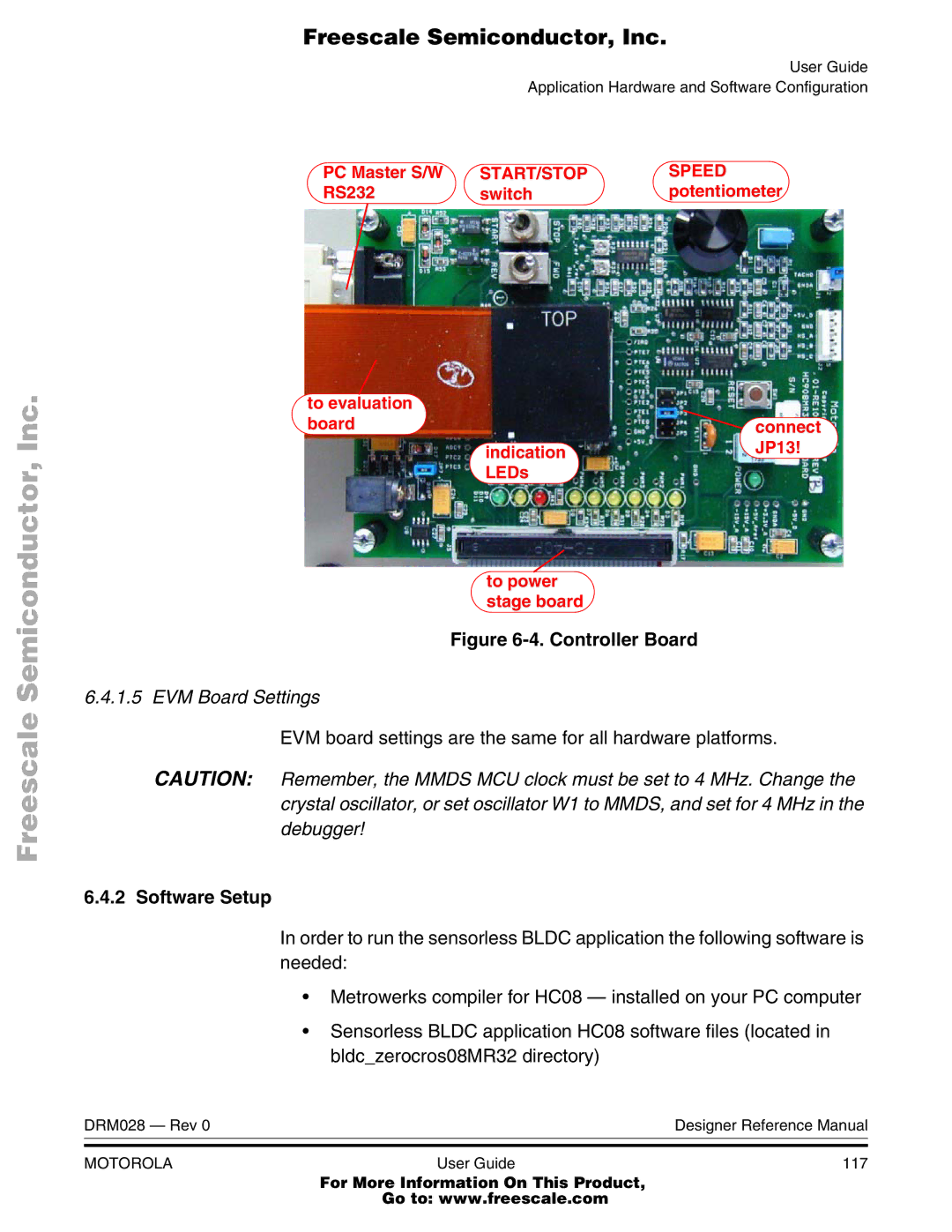 Motorola M68HC08 manual EVM Board Settings, EVM board settings are the same for all hardware platforms, Software Setup 