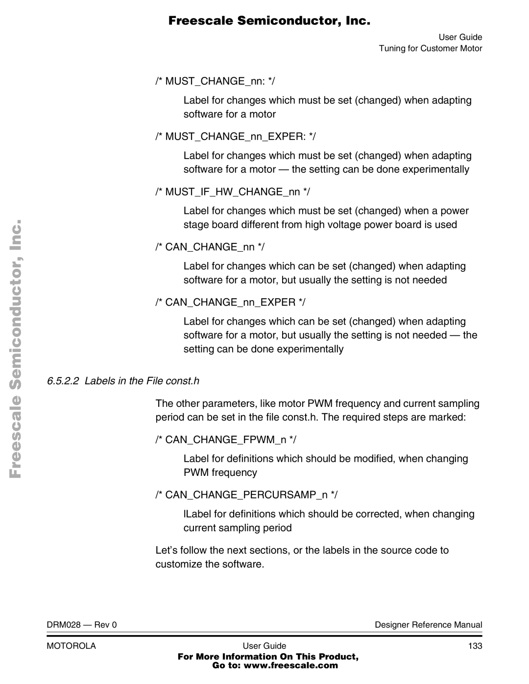 Motorola M68HC08 manual Labels in the File const.h 