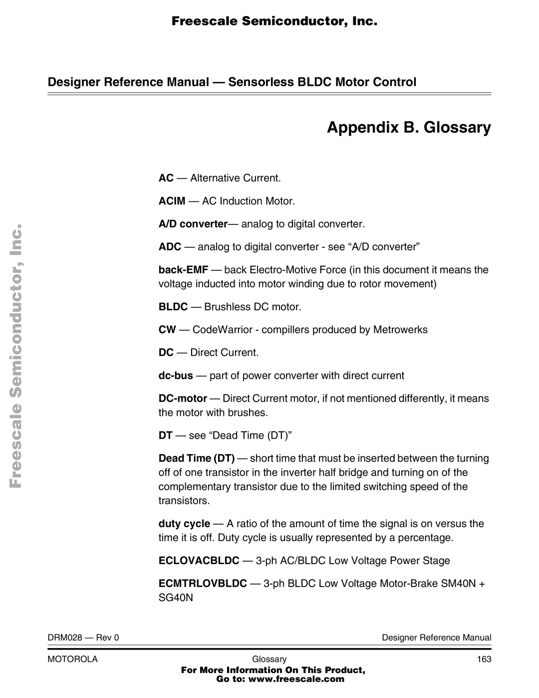 Motorola M68HC08 manual Appendix B. Glossary, SG40N 