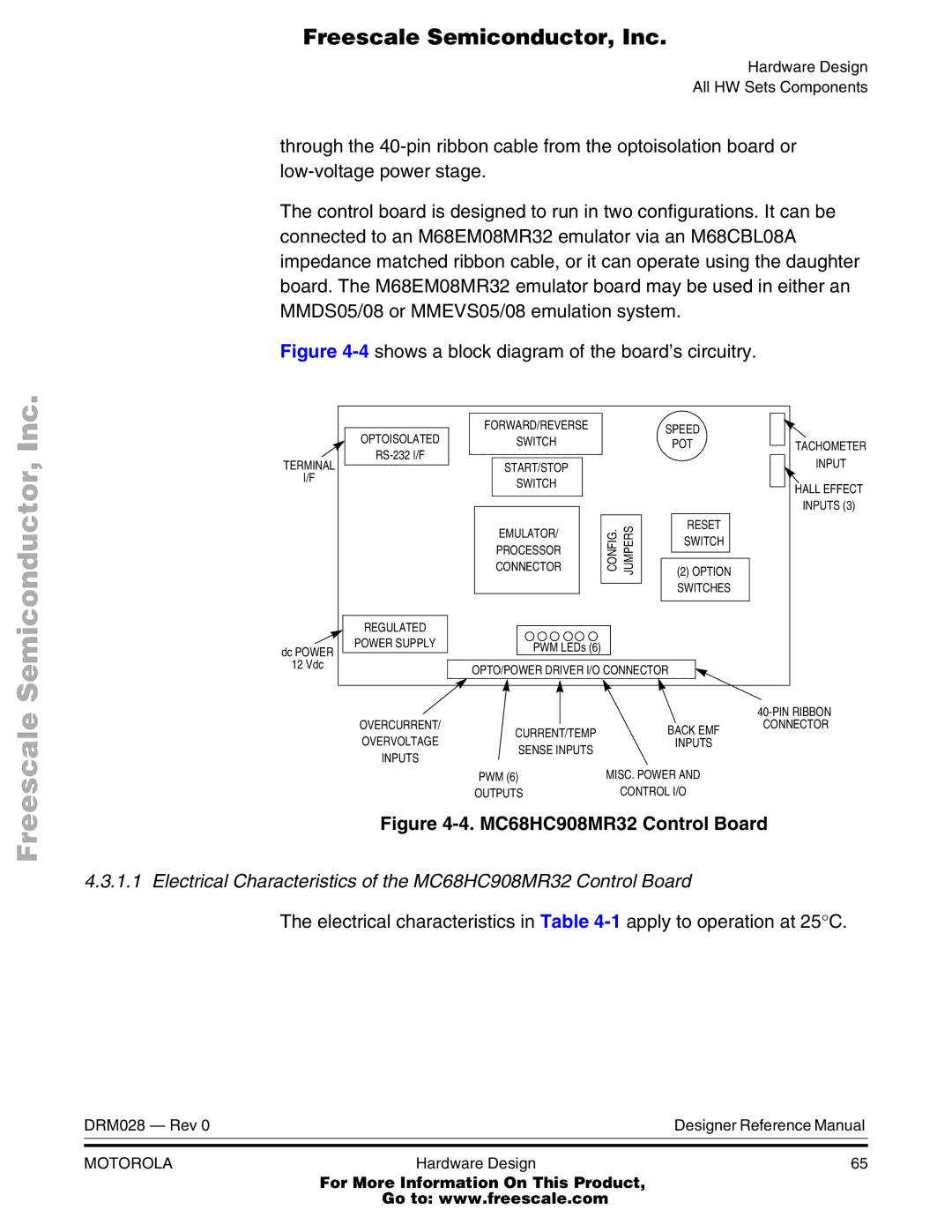 Motorola M68HC08 manual 4shows a block diagram of the board’s circuitry 