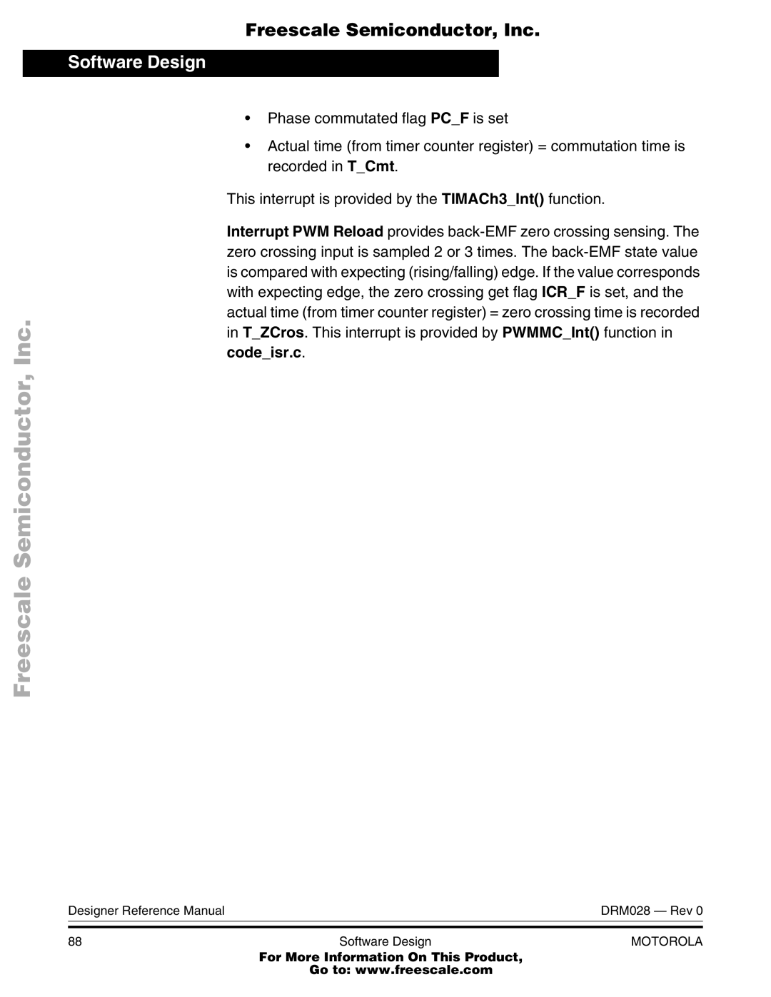 Motorola M68HC08 manual Freescale Semiconductor, Inc 