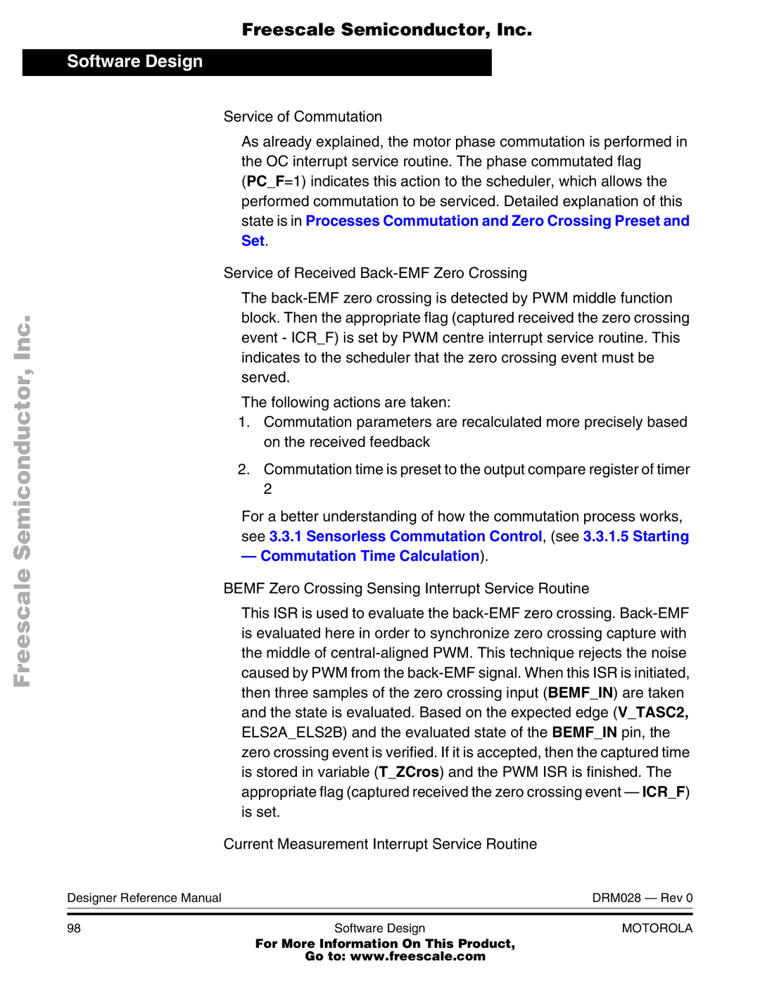 Motorola M68HC08 manual Service of Commutation, Set, Commutation Time Calculation 