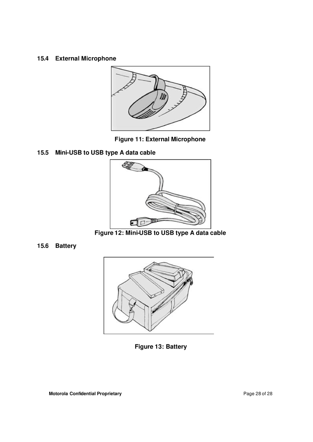 Motorola M800BP manual External Microphone Mini-USB to USB type a data cable 