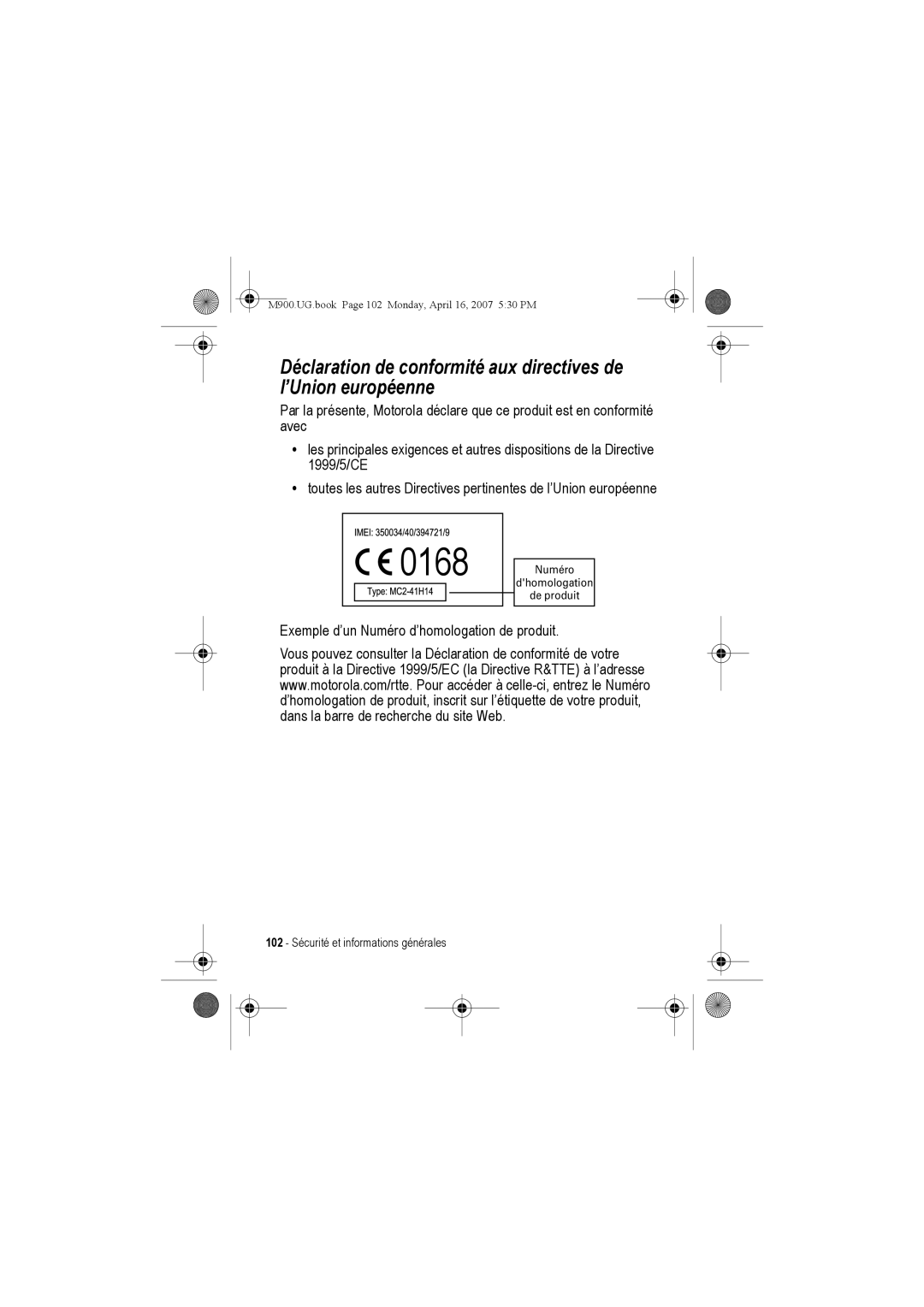 Motorola M900 manual 0168 