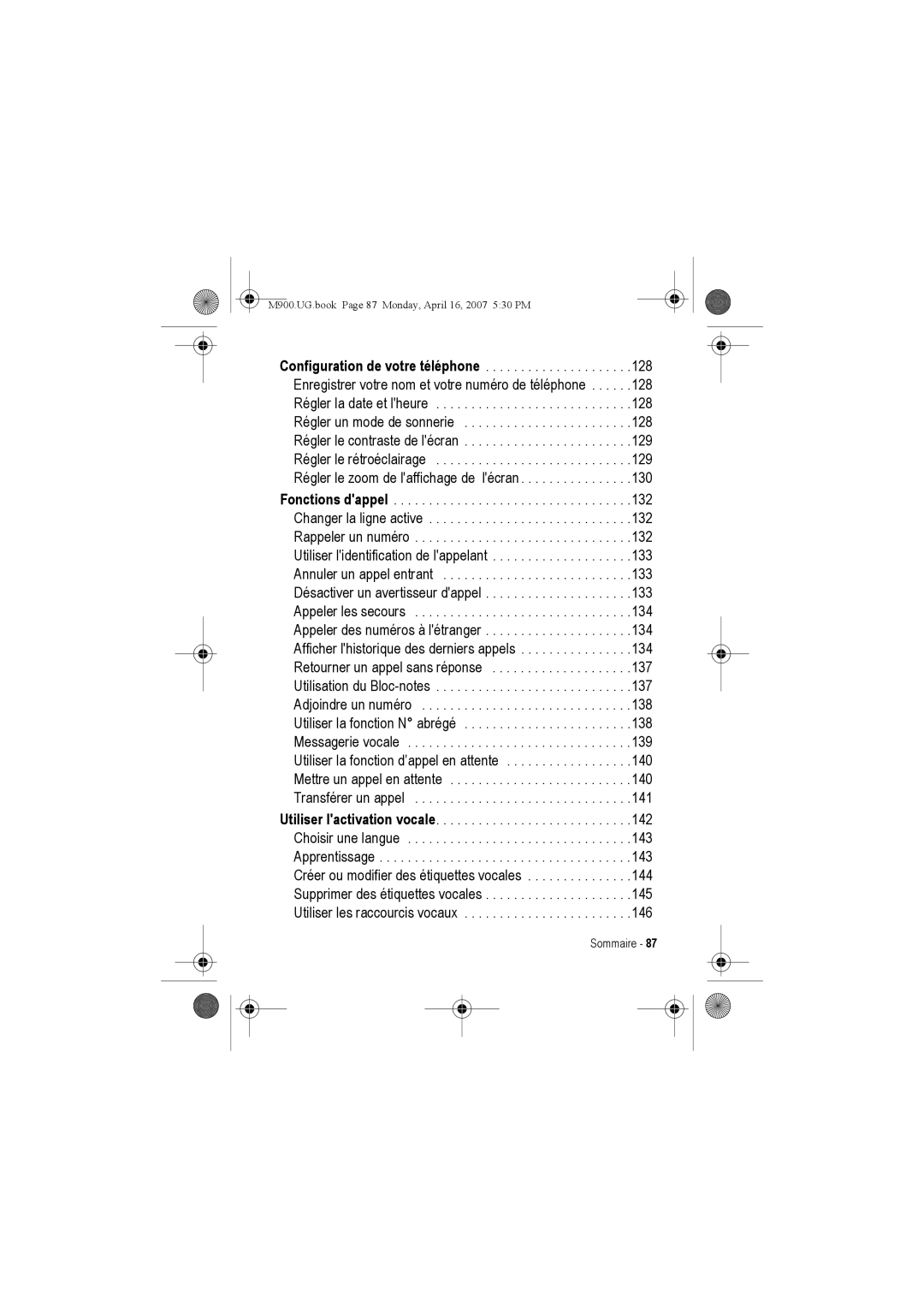 Motorola manual M900.UG.book Page 87 Monday, April 16, 2007 530 PM 