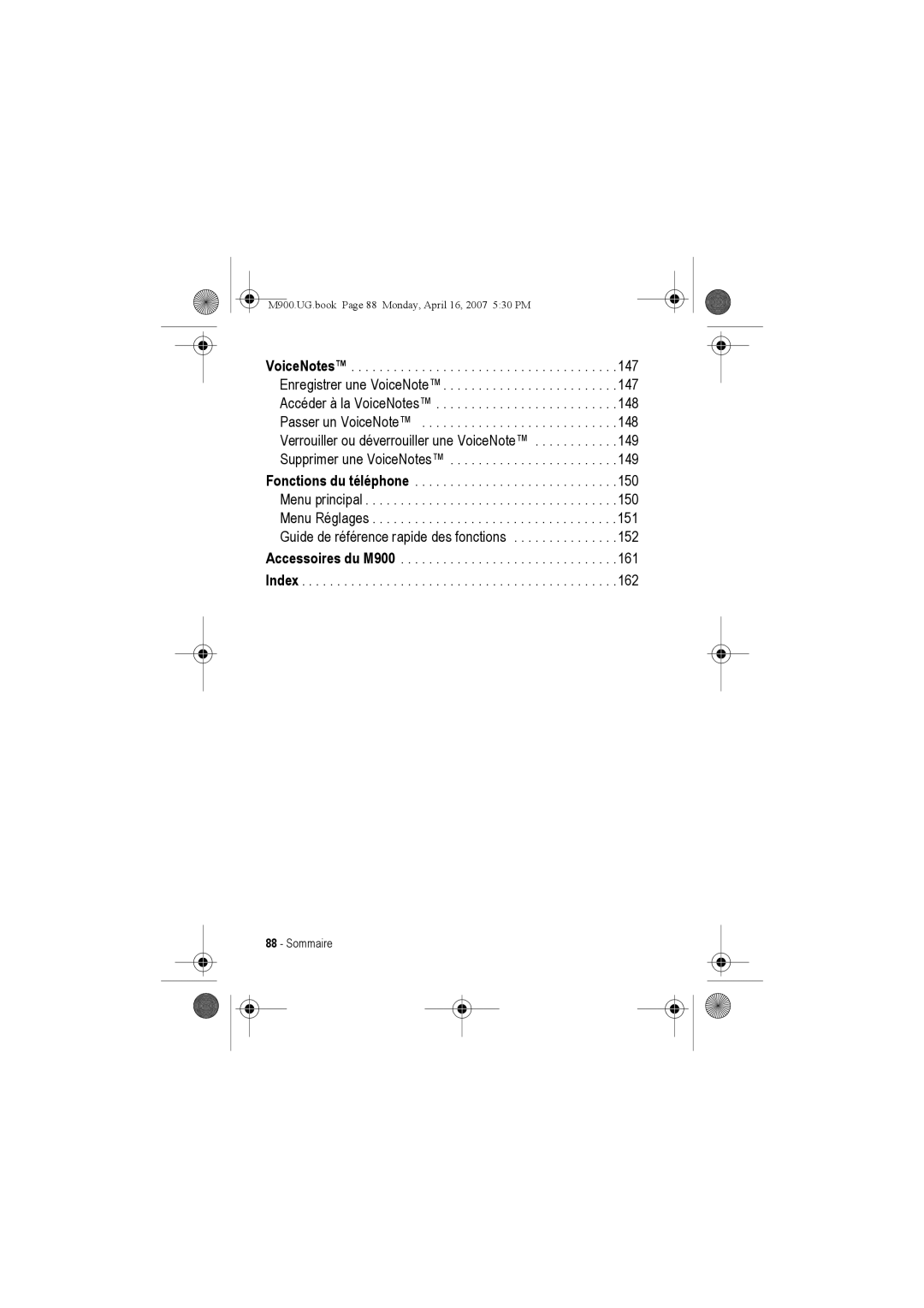 Motorola manual M900.UG.book Page 88 Monday, April 16, 2007 530 PM 