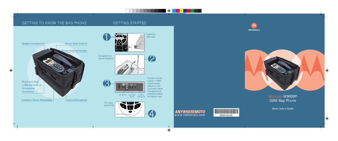 Motorola M900BP manual Getting to Know the BAG Phone, Getting Started 