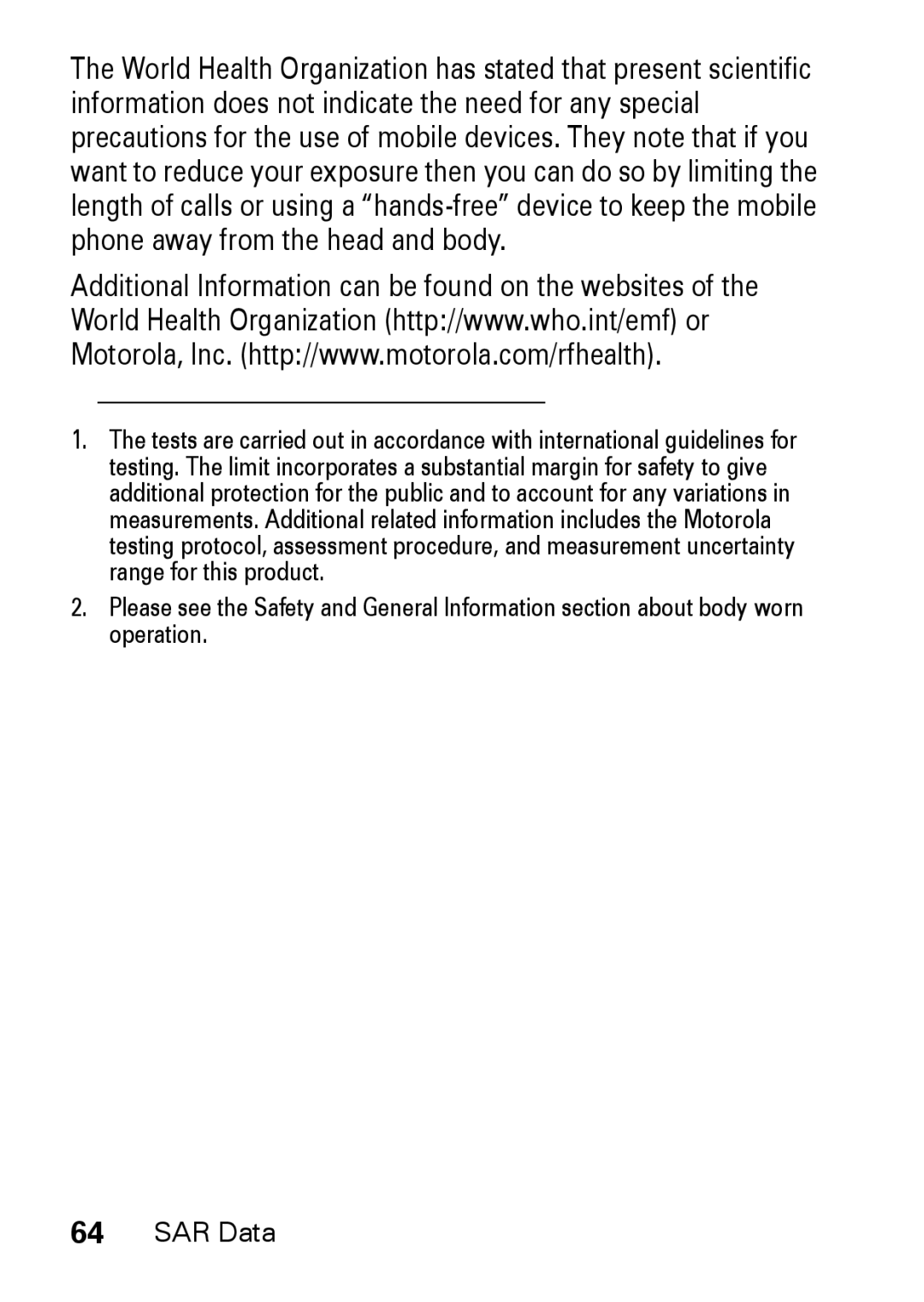 Motorola M930 manual SAR Data 