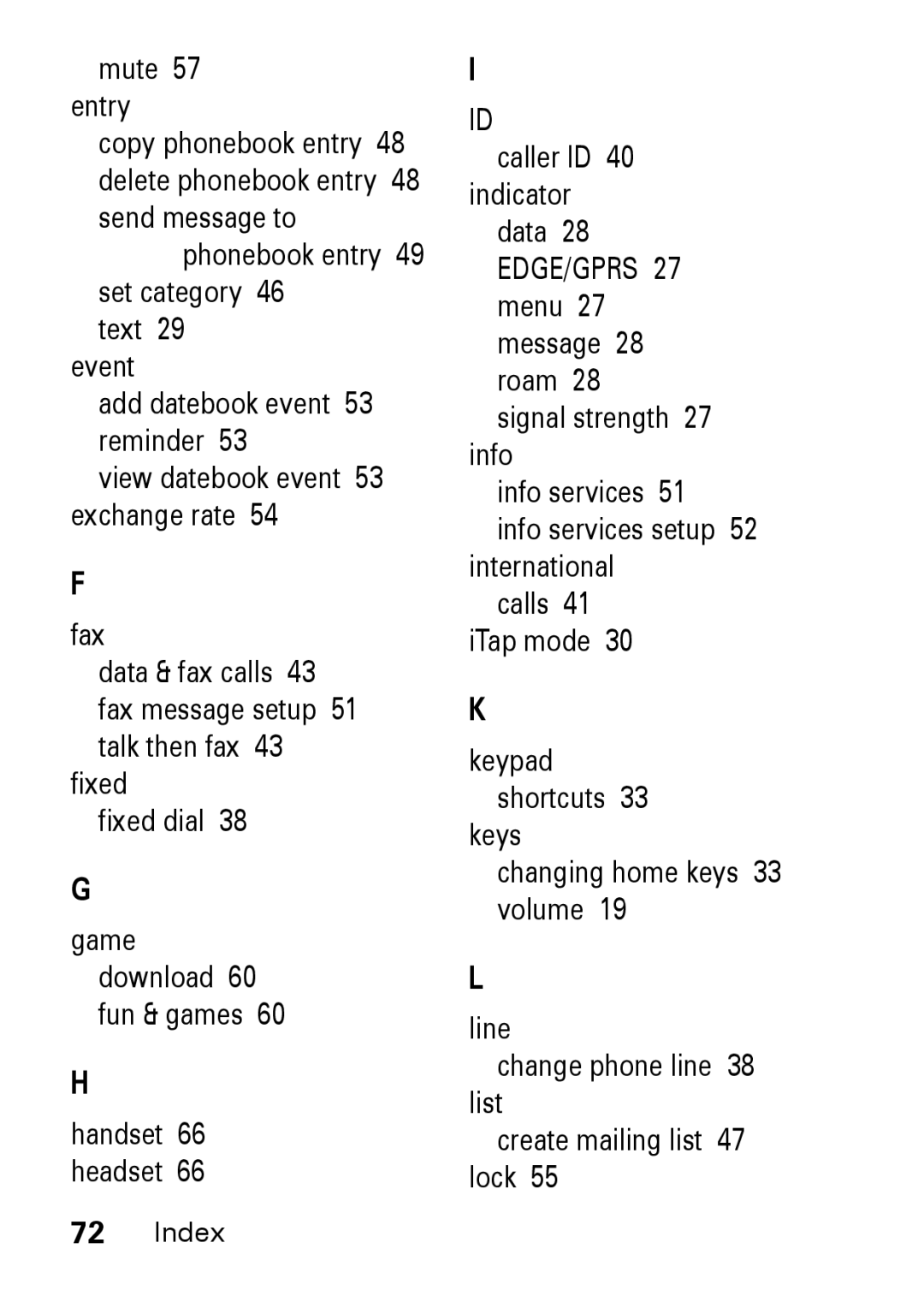 Motorola M930 manual Mute 57 entry 