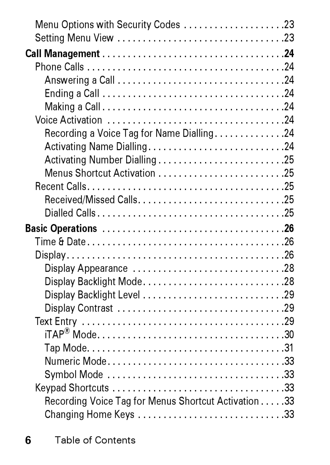 Motorola M930 manual Table of Contents 