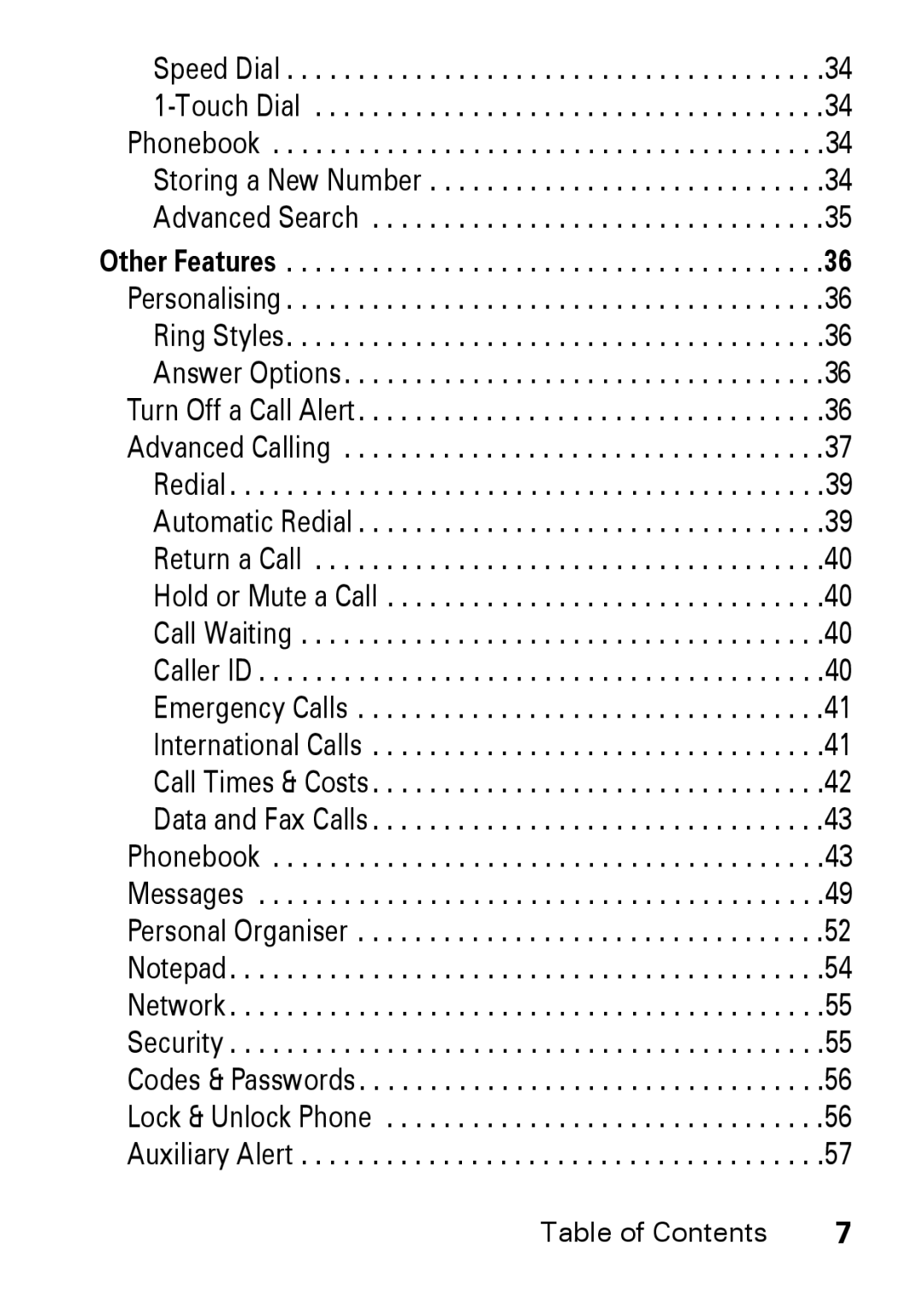 Motorola M930 manual Table of Contents 