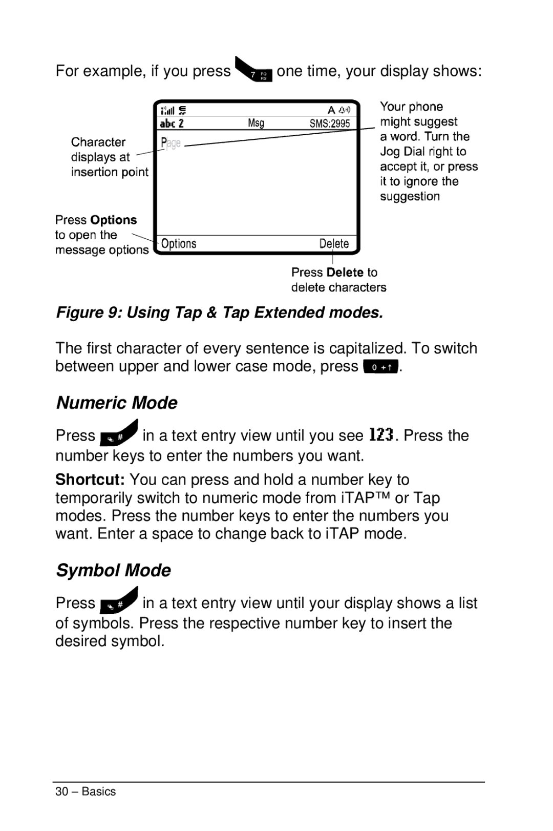 Motorola M990 manual Numeric Mode, Symbol Mode 