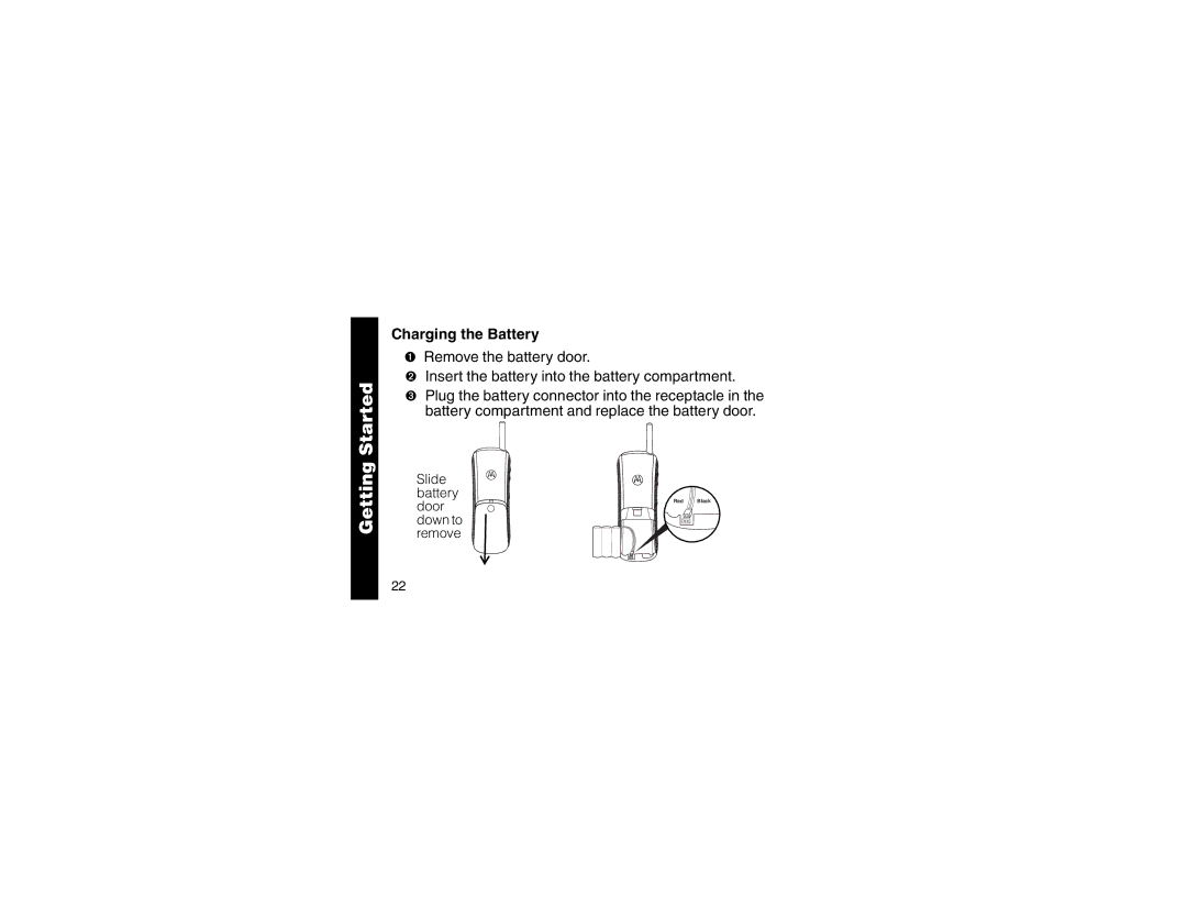 Motorola MA300 manual Started, Charging the Battery 