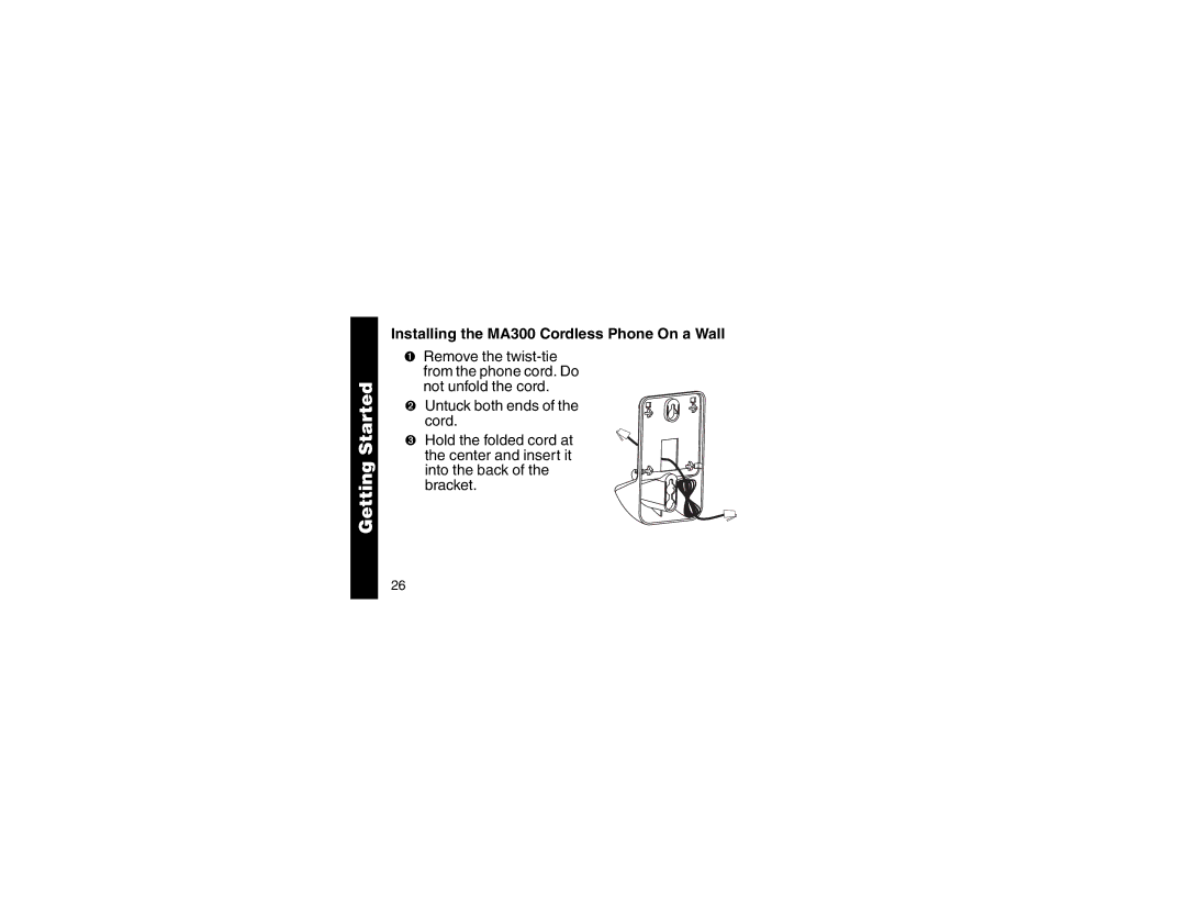 Motorola manual Installing the MA300 Cordless Phone On a Wall 