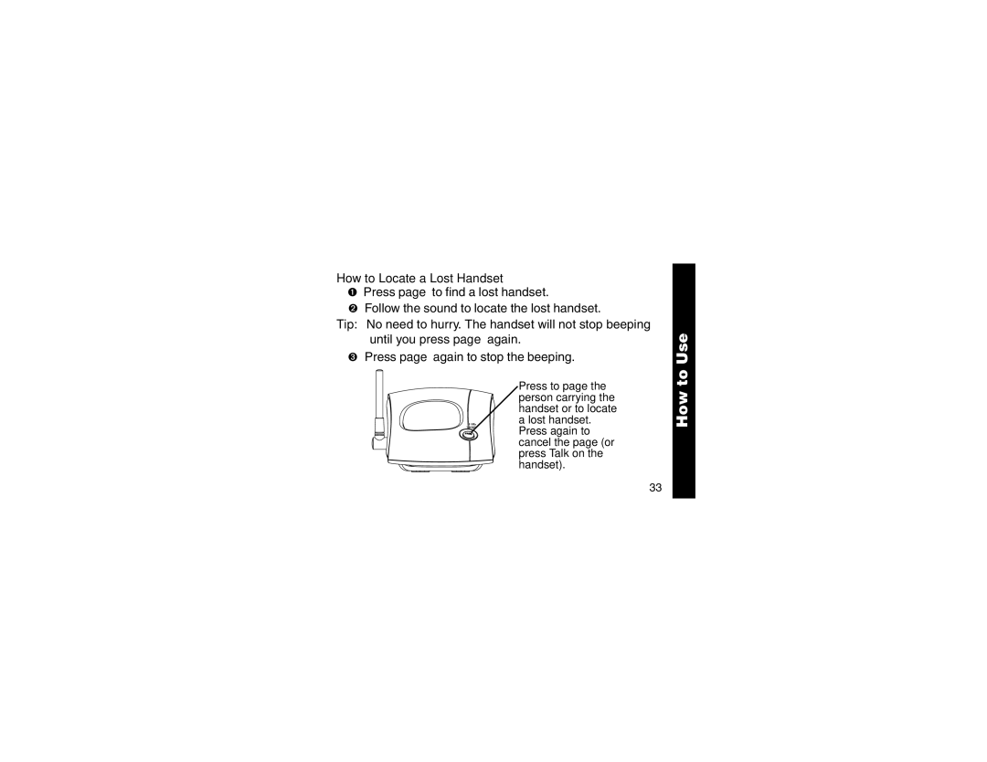 Motorola MA300 manual How to Locate a Lost Handset 