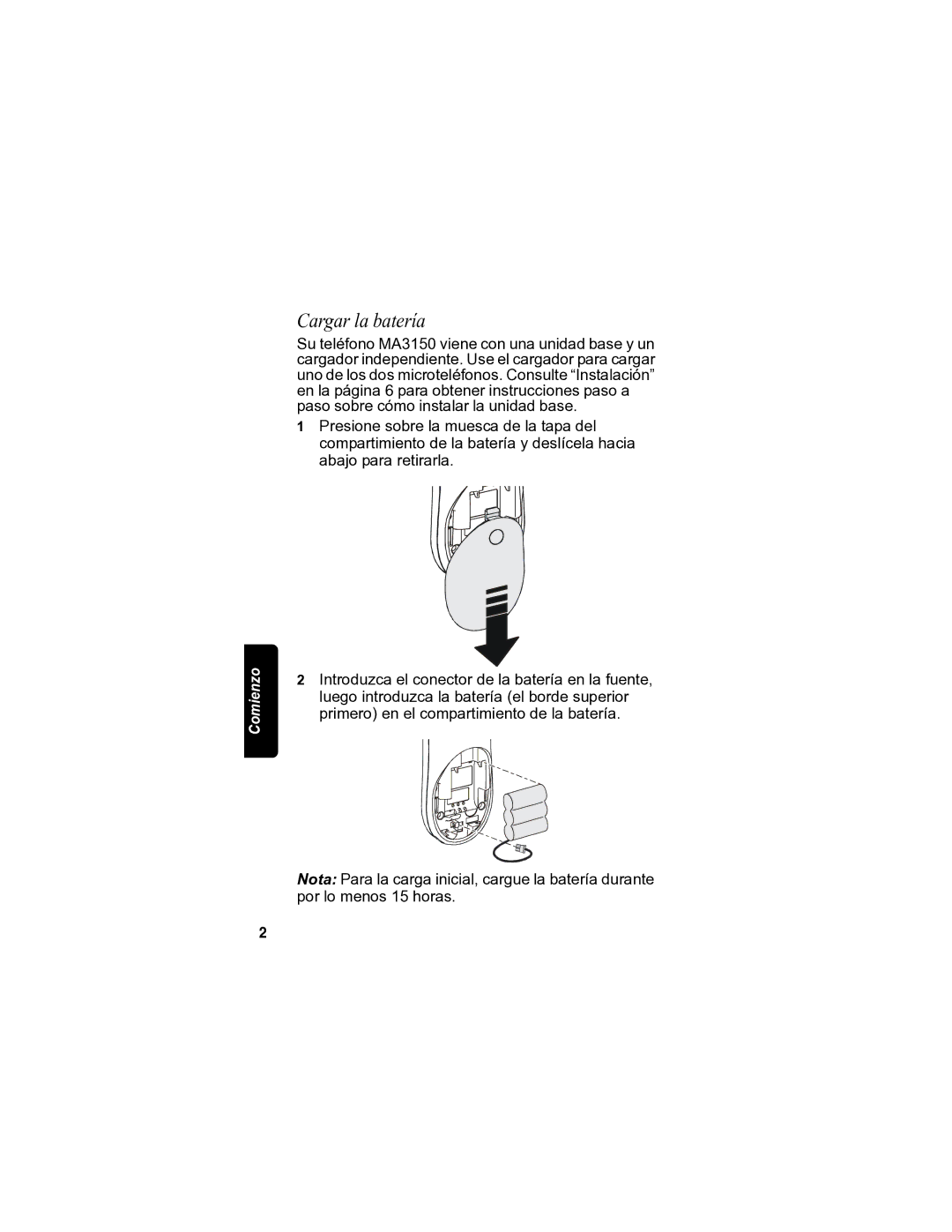 Motorola MA3153 manual Cargar la batería 
