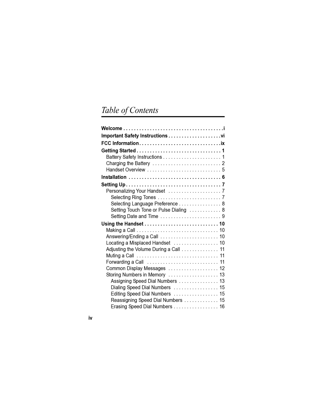 Motorola MA3153 manual Table of Contents 