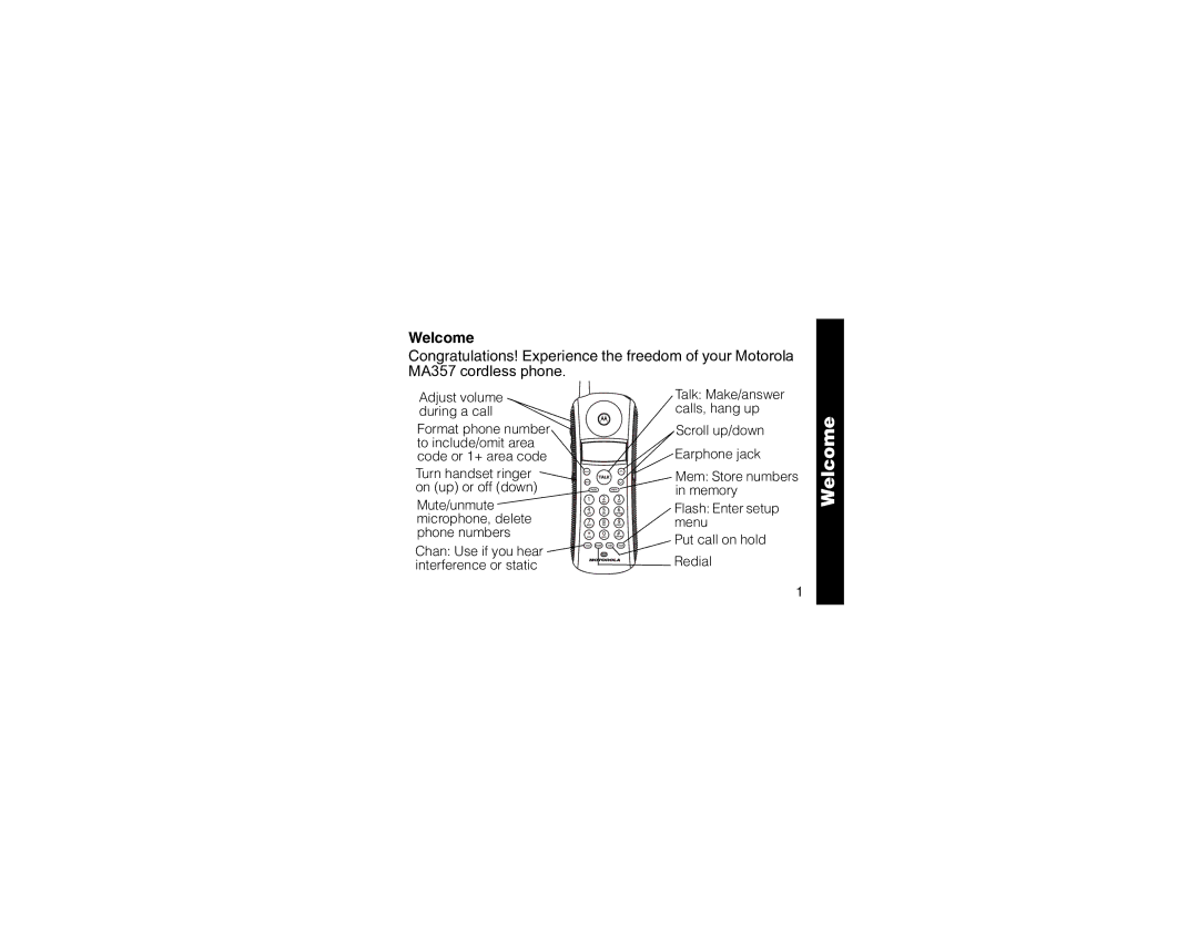 Motorola MA357 manual Welcome 