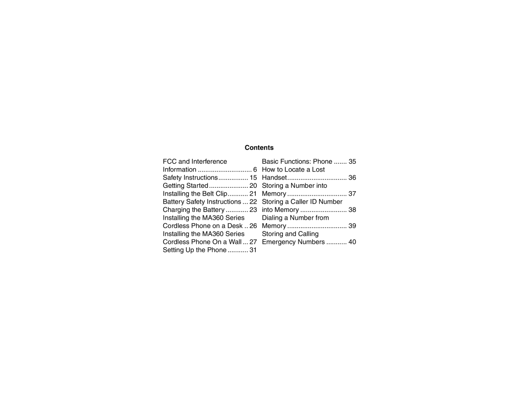 Motorola MA360 manual Contents 