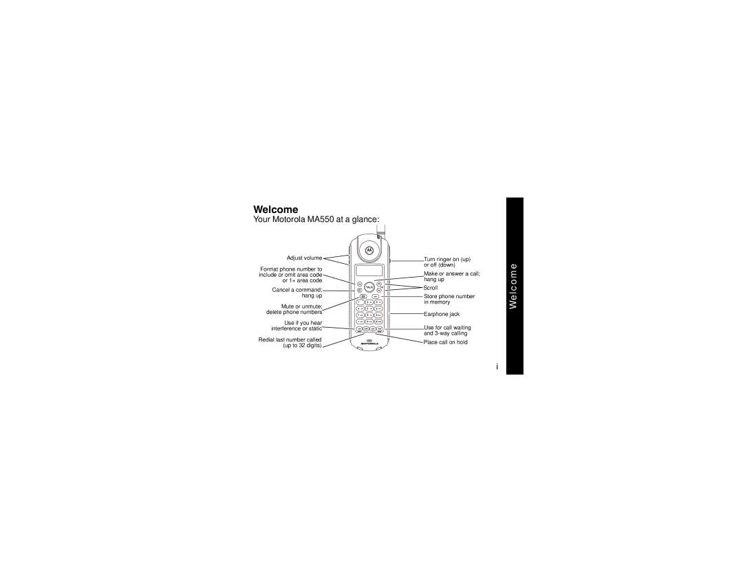 Motorola MA550 manual Welcome 