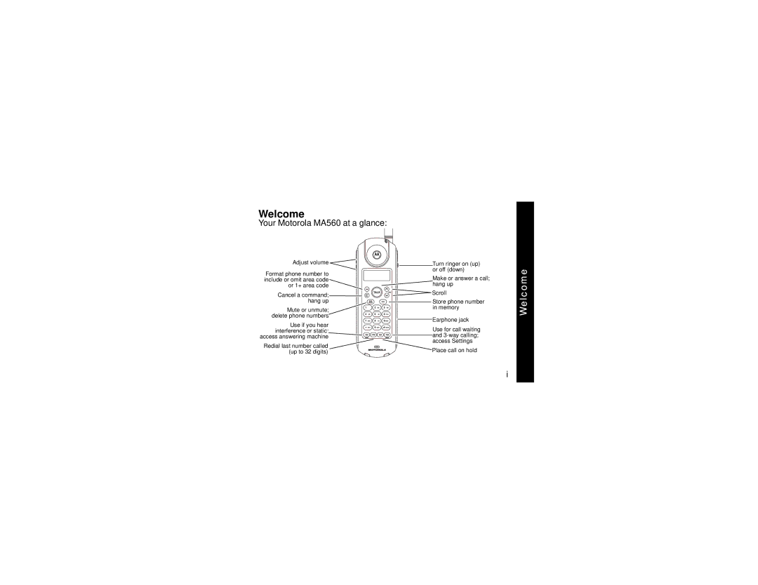 Motorola MA560 manual Welcome 